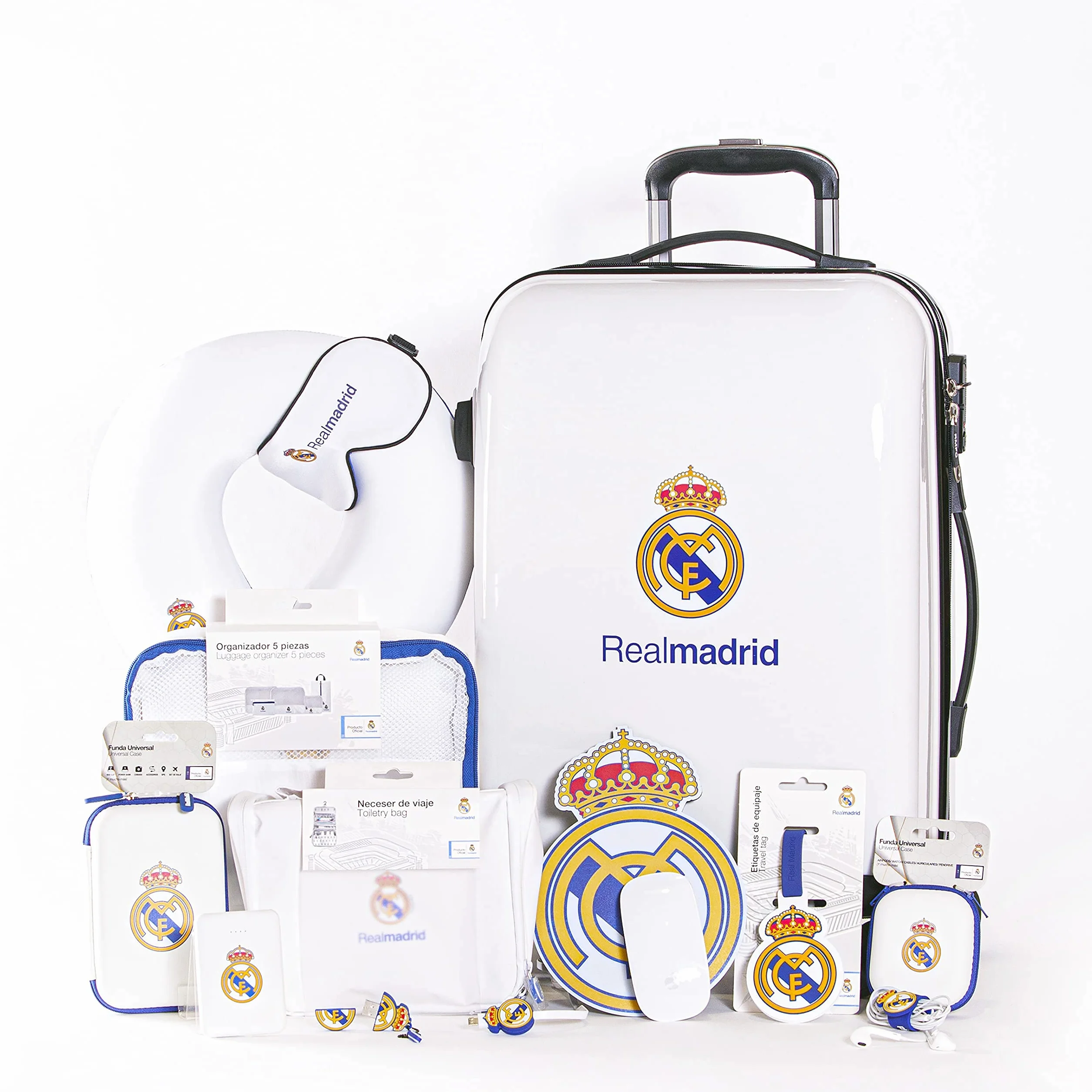 Real Madrid Auriculares Tipo Botón con Cable 120 cm Reducción de Ruido Clavija Mini Jack 3.5 mm Oficial