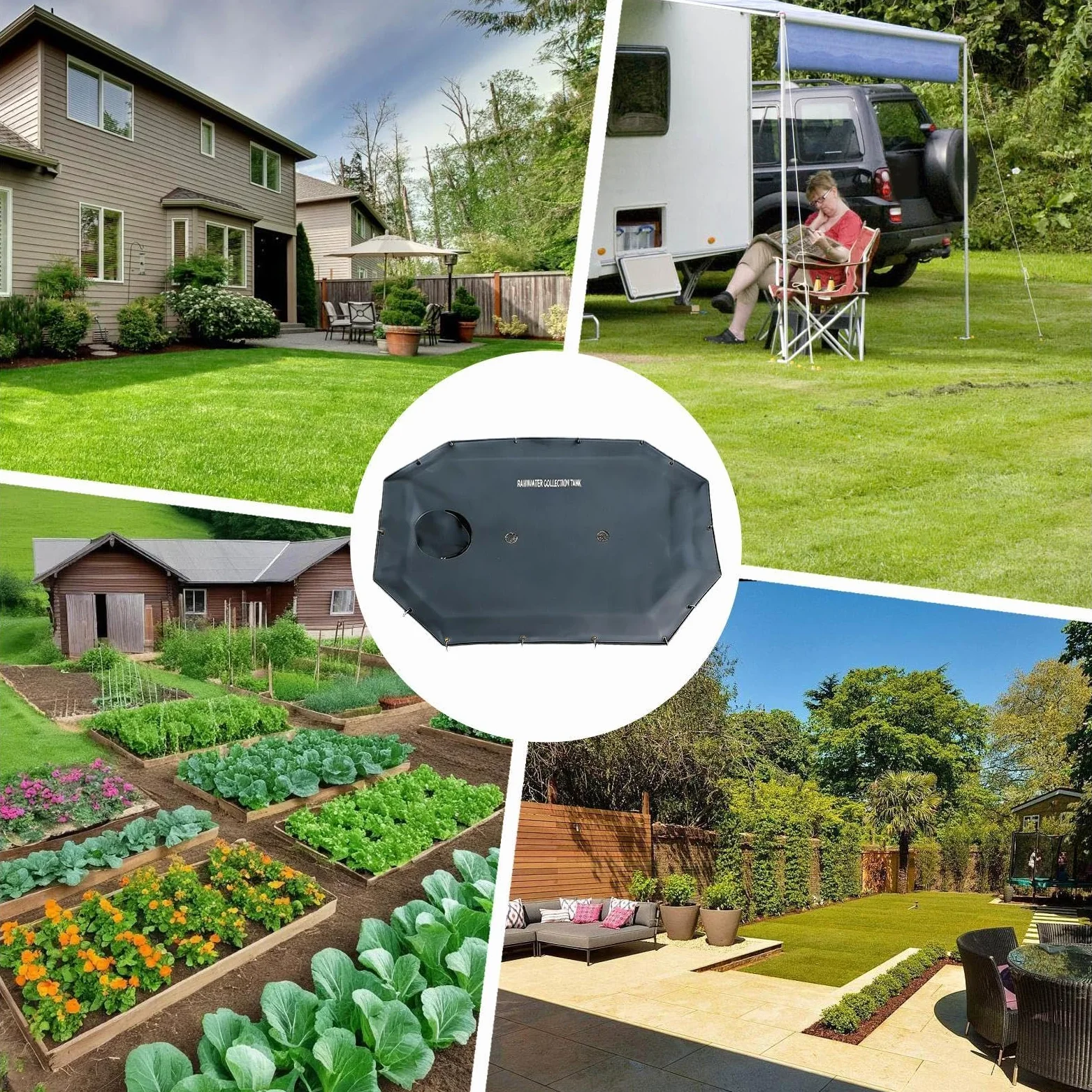 Captación de Lluvia Captador Subterráneo Empotrado Pluvial | Colector de agua para exteriores para Macizo de Flores, Pasarela, Riego, Entrada, Terraza, Césped, Patio Trasero, Jardín