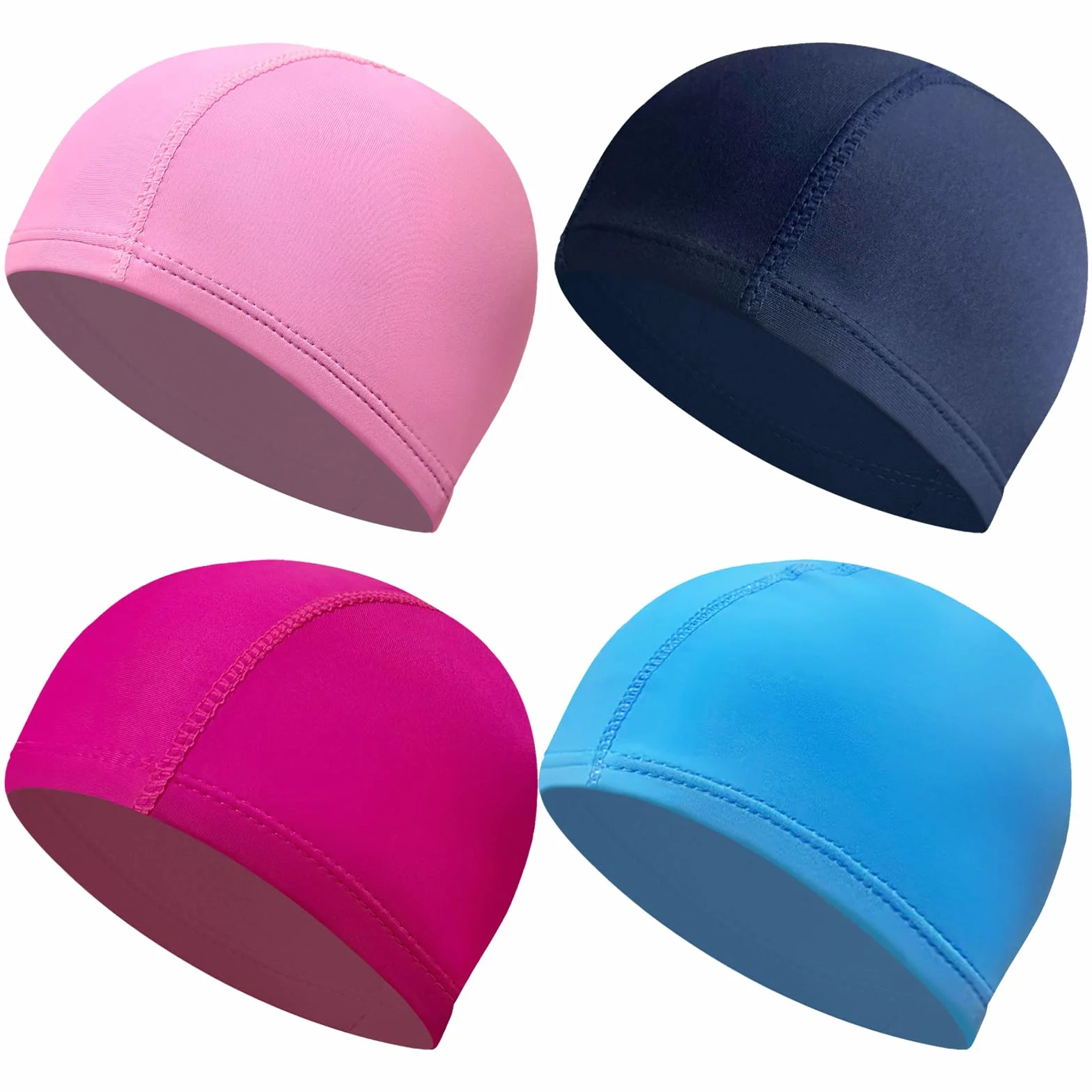 Gorro de Natación Unisex Paquete de 4 Elástico Secado Rápido para Adultos y Niños