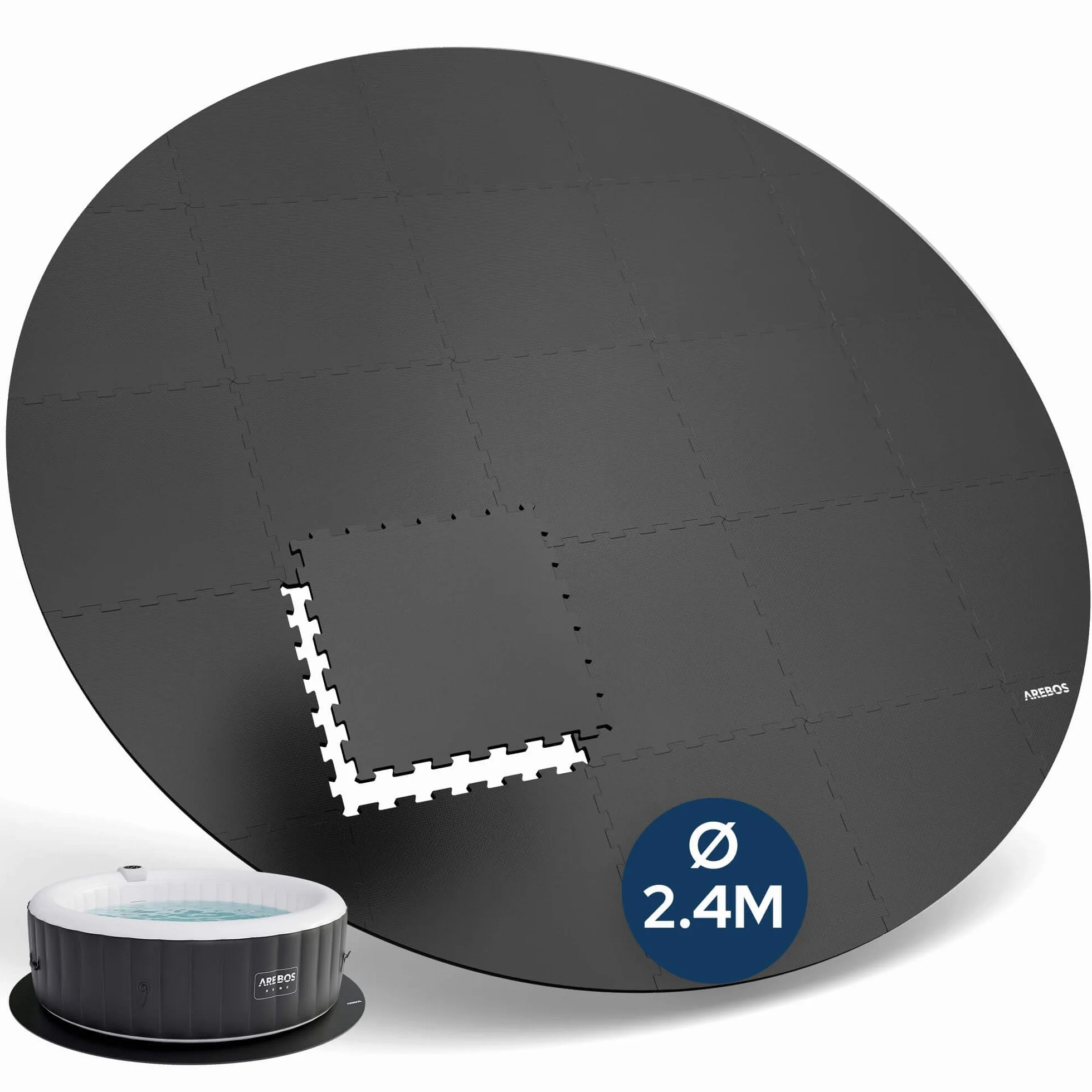 Arebos Esterilla Protectora Redonda Ø 200 cm para Piscina SPA Base EVA Antideslizante