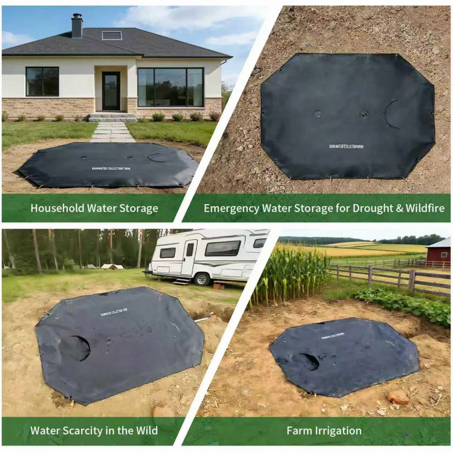 de Recogida de Lluvia Almacenamiento Subterráneo de Lluvia | Colector de agua para exteriores para Jardín Patio Trasero Césped Terraza Entrada Automóviles Pasarela Parterre