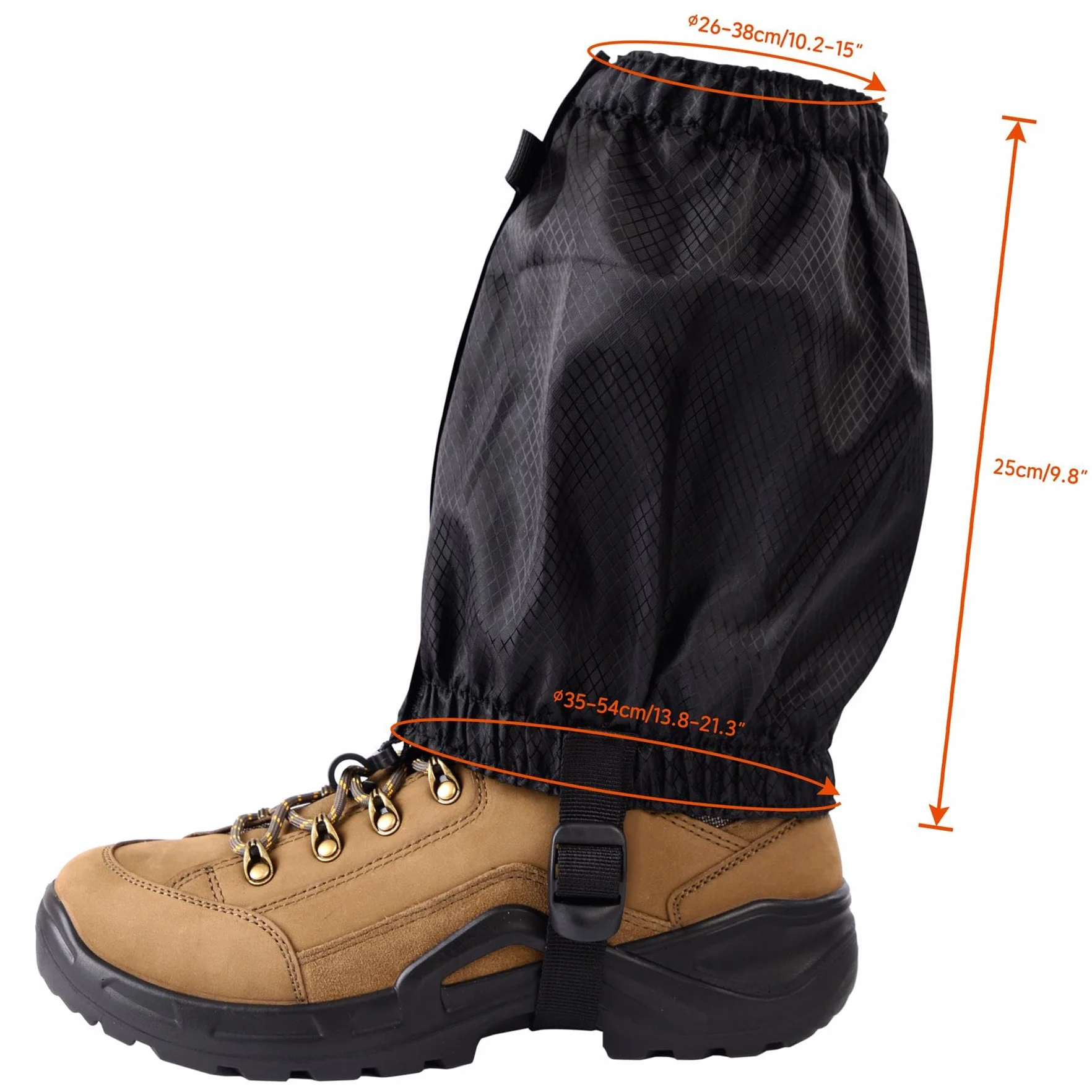CampTeck U7311 Impermeable Polainas Cortas Tobillo Resistente al Viento Ligero Cremallera Correa Ajustable Negro