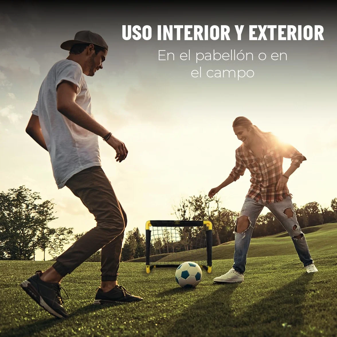 Umbro Portería de fútbol plegable 50x44x44 cm para jardín niños adultos interior exterior Negro/Amarillo
