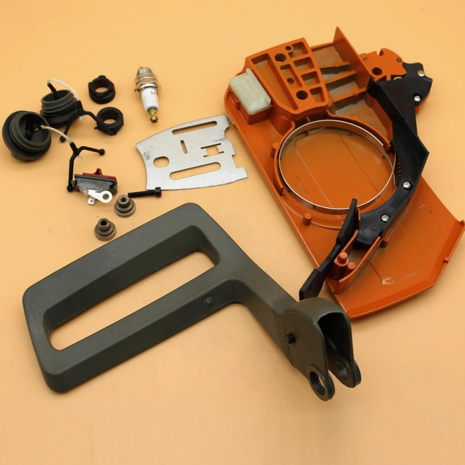 Cubierta de Embrague, Placa de manija de Freno, Engranaje helicoidal, Conjunto de Tapa de Aceite de Combustible Apto for Husqvarna 268 272 XP 266 66 61, Piezas de Repuesto de Motosierra