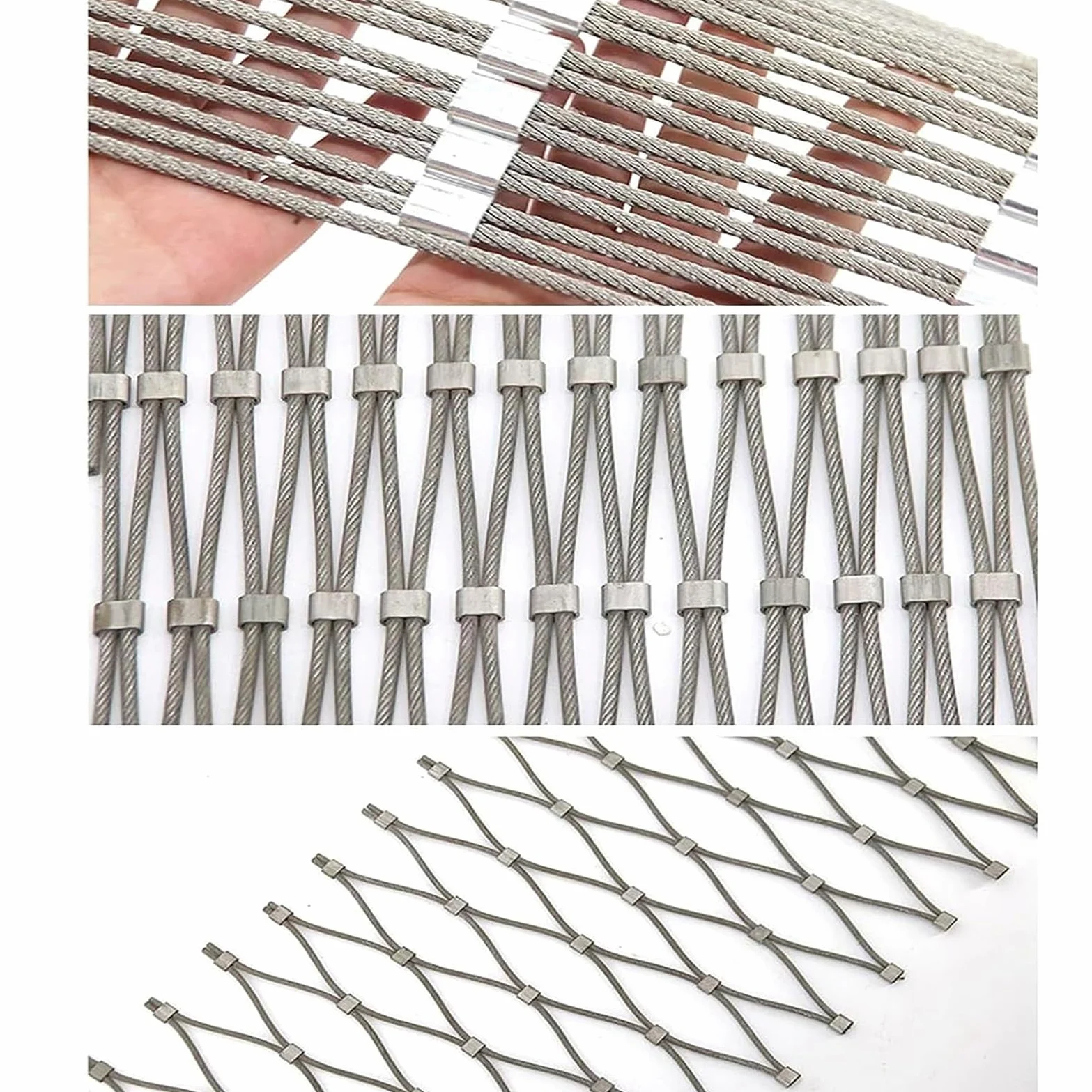 Malla de alambre de acero inoxidable 304 para malla de balaustrada de cable flexible, valla extensible duradera para protección contra caídas de balcón, escalera