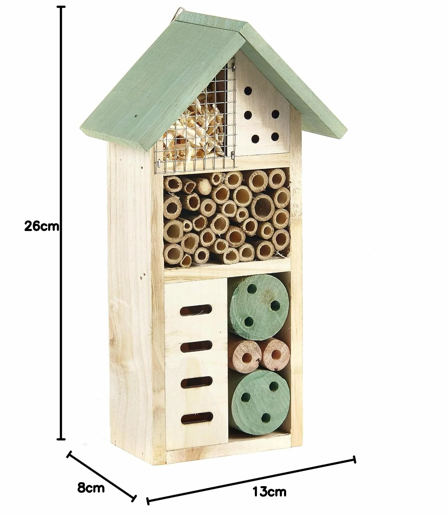 Pet Ting Casa de Abejas de Madera Natural para Insectos, Refugio de Hotel, jardín, Caja Nido de 26 cm, Beige