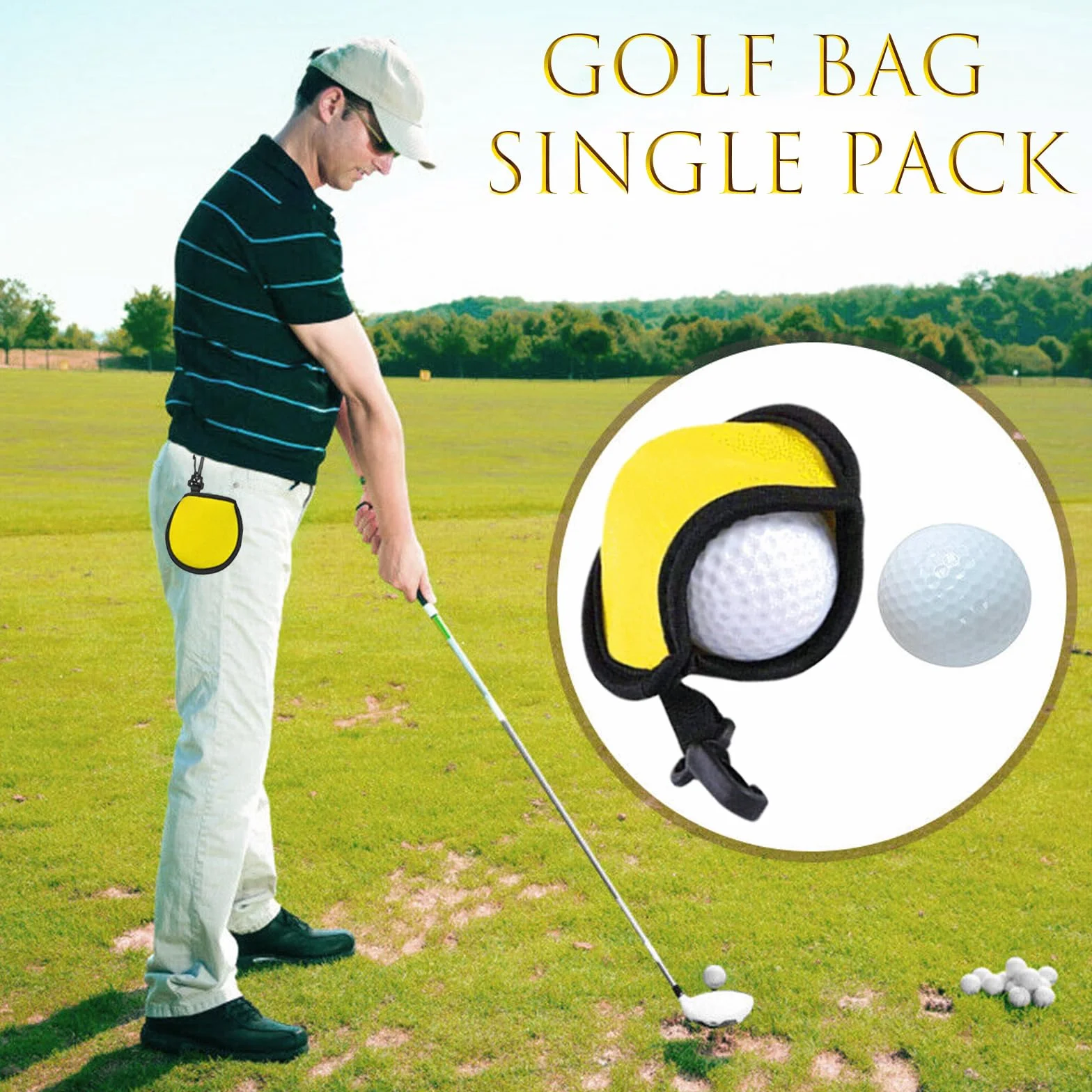 Bolsa de Limpieza de Pelotas de Golf 6 Piezas con Hebillas Negras, Portátil