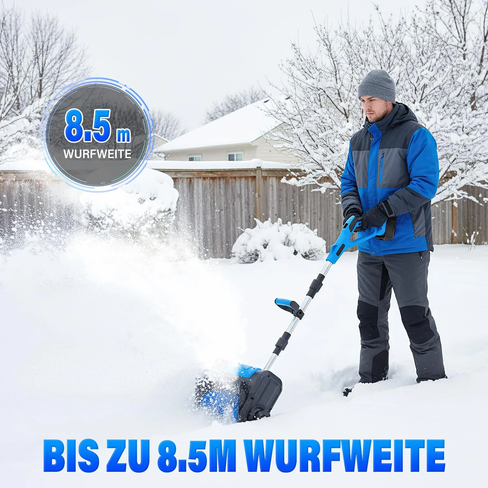 Quitanieves inalámbrico para batería Makita 21 V, quitanieves eléctrico (spazzola da Neve Wireless da 1000 W Fino a larghezza di lavoro 30 cm, distanza espulsione 8,5 m, profondità sgombero 17 cm)