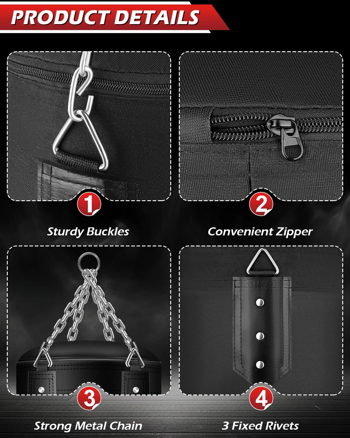 Sacco da Boxe 120cm per Adulti Appendere, Punching Bag per Kickboxing Muay Thai Karate