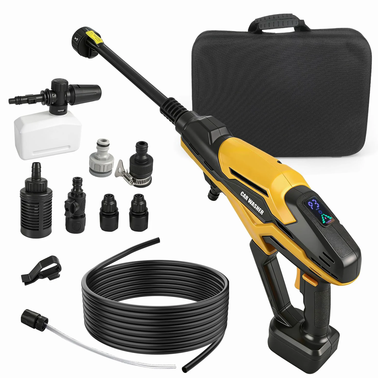 Limpiador de alta presión con batería para Dewalt 18/20 V, limpiador de alta presión portátil mejorado de 68 bares con 3 niveles ajustables, boquilla de pulverización 6 en 1 para riego de suelo de