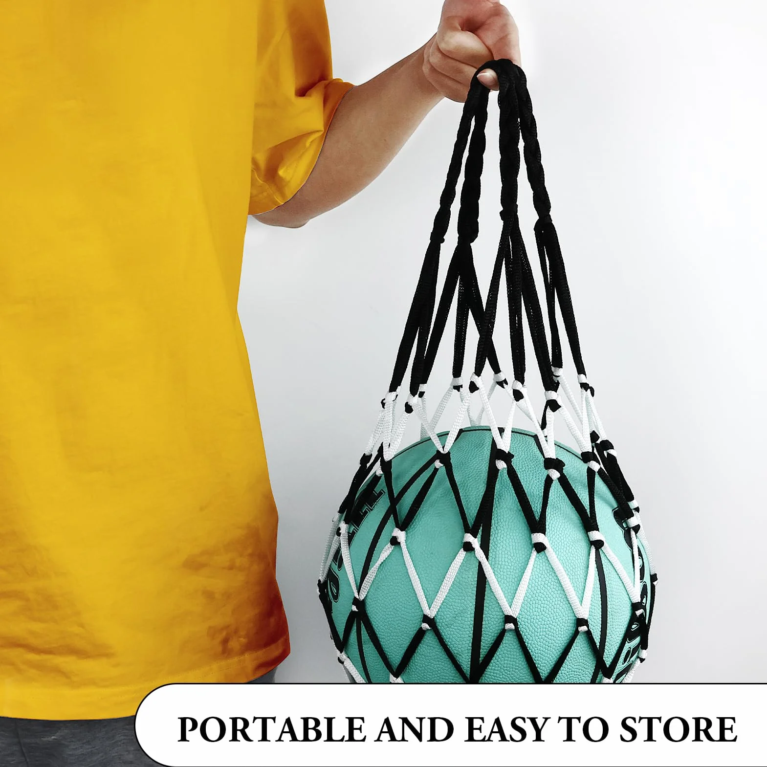 Bolsa para Balón de Fútbol, Red para Balones, 2 Piezas, Negro Rojo + Negro Blanco