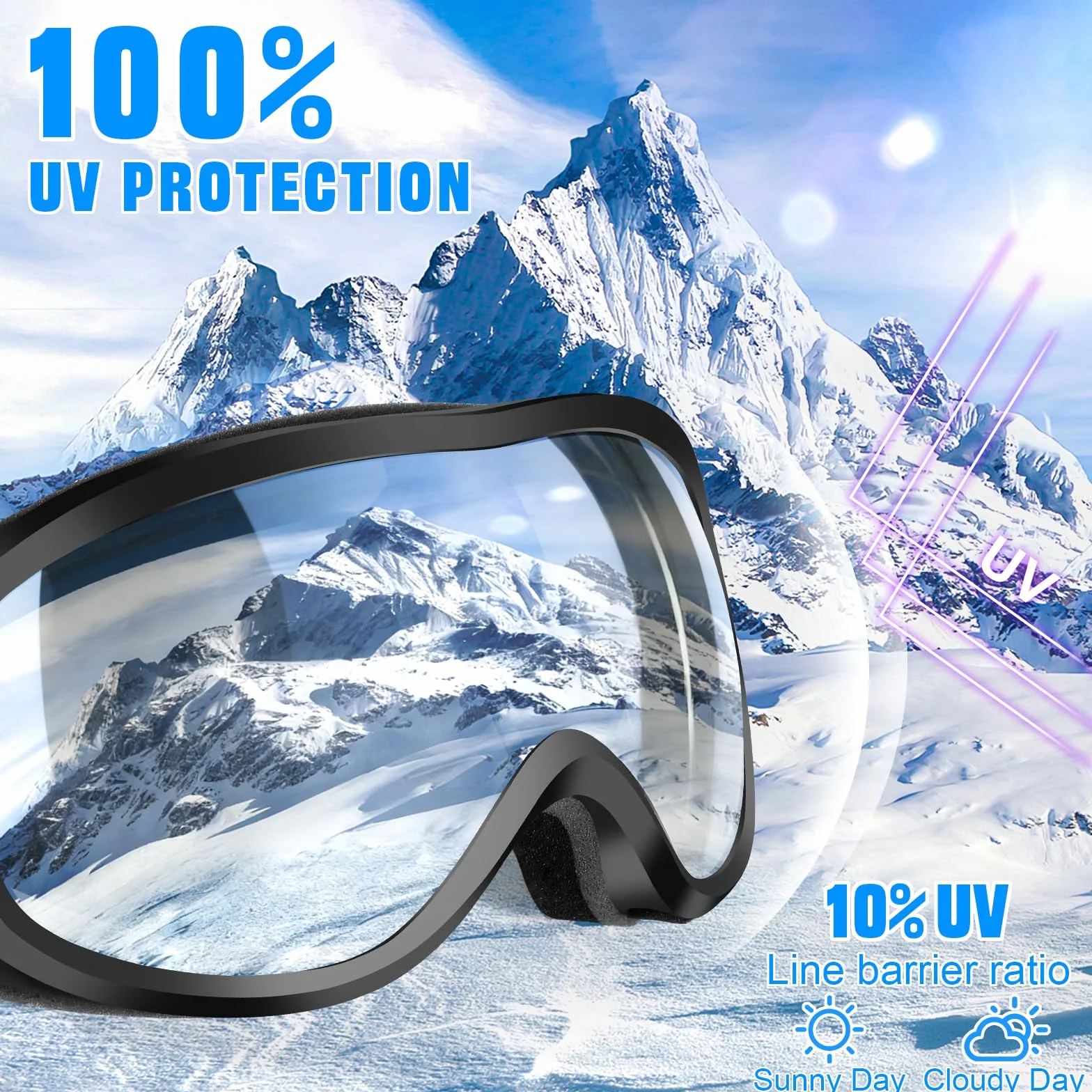 Gafas de Esquí Máscara Snowboard Anti Niebla Protección UV Hombre Mujer Adultos