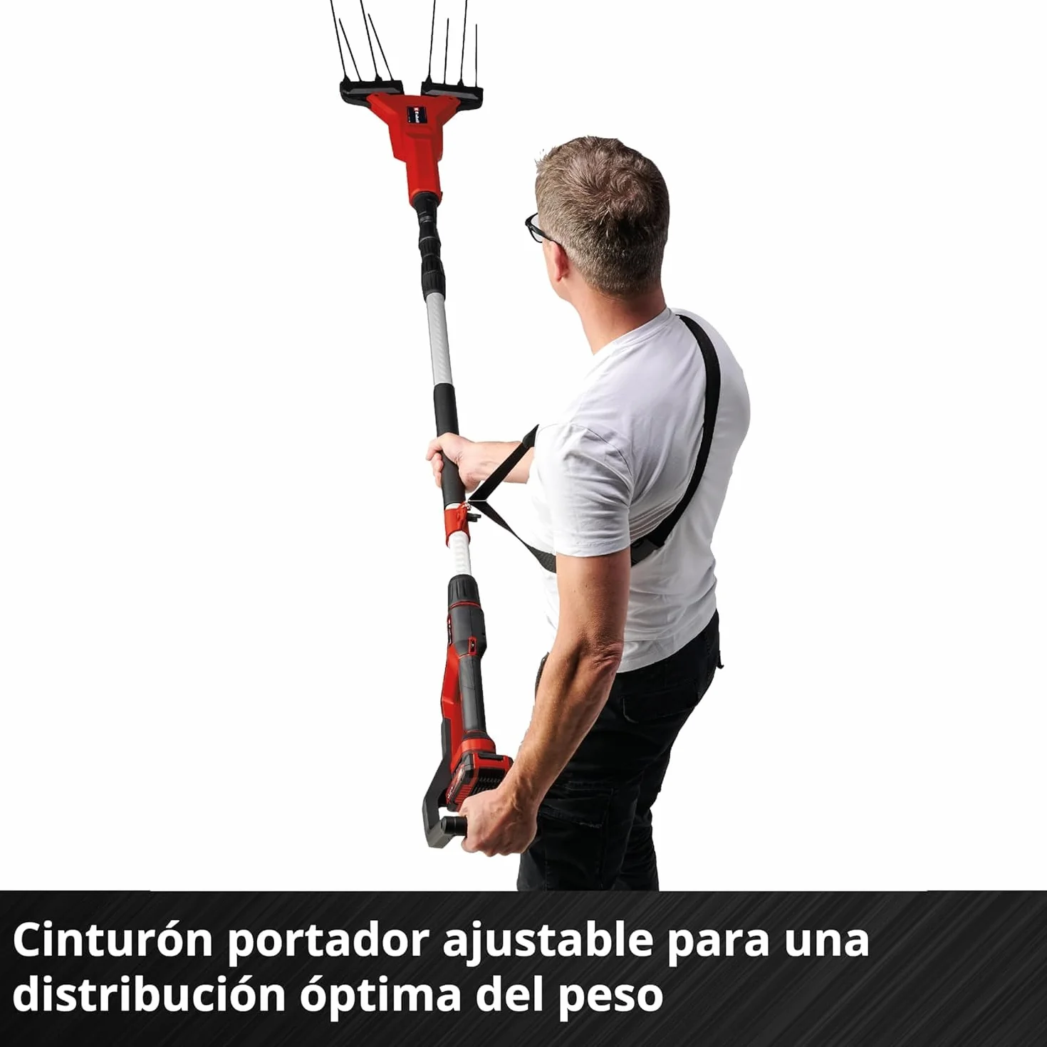 Einhell Vareador de aceitunas con batería GE-FS 18/53 Li-Solo Power X-Change (18 V, 53 cm de anchura de trabajo, 310 cm de longitud total, telescópico, dientes intercambiables, sin batería)