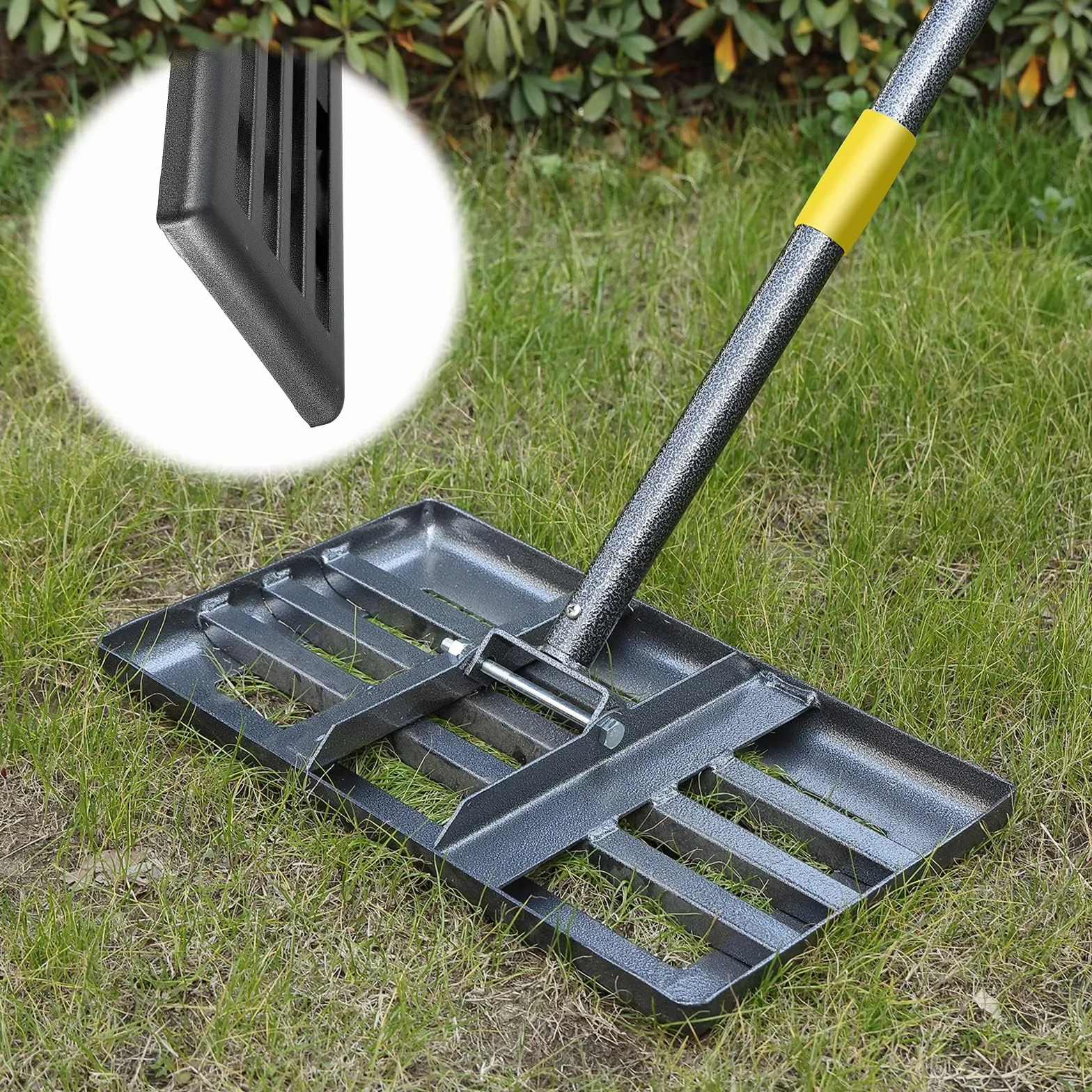 Rastrillo de Metal para Césped, 182 cm, Herramienta para Golf, Rasqueta de Acero Inoxidable, Jardín, Patio Trasero (25 x 43 cm)