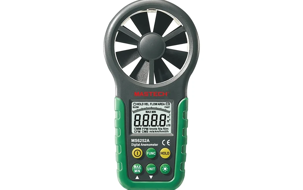 Anemómetro Digital MASTECH MS6252A MS6252B MS6252D Medidor de Velocidad del Viento Volumen de Aire Tester de Temperatura Ambiente Humedad con Interfaz USB Interfaz Inalámbrica(MS6252A)