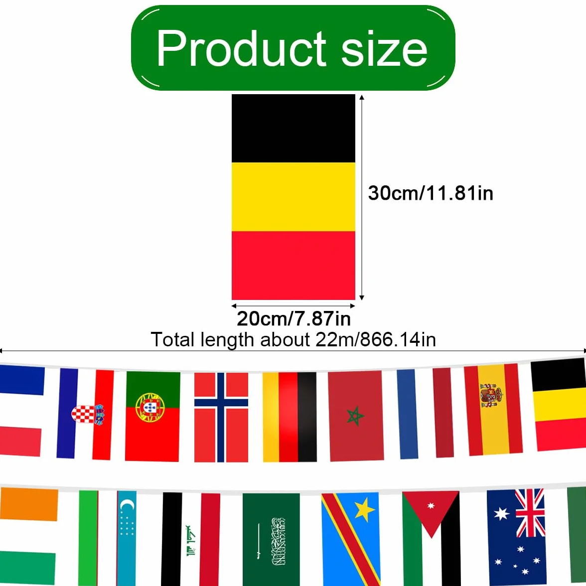 Guirnalda de Banderas wm 2026, 22m Wm Banderas de Guirnalda, Banderas de 48 países, Ideal para Interior y Exterior, Jardín Bar Restaurante Club (1 Pcs(20x30))