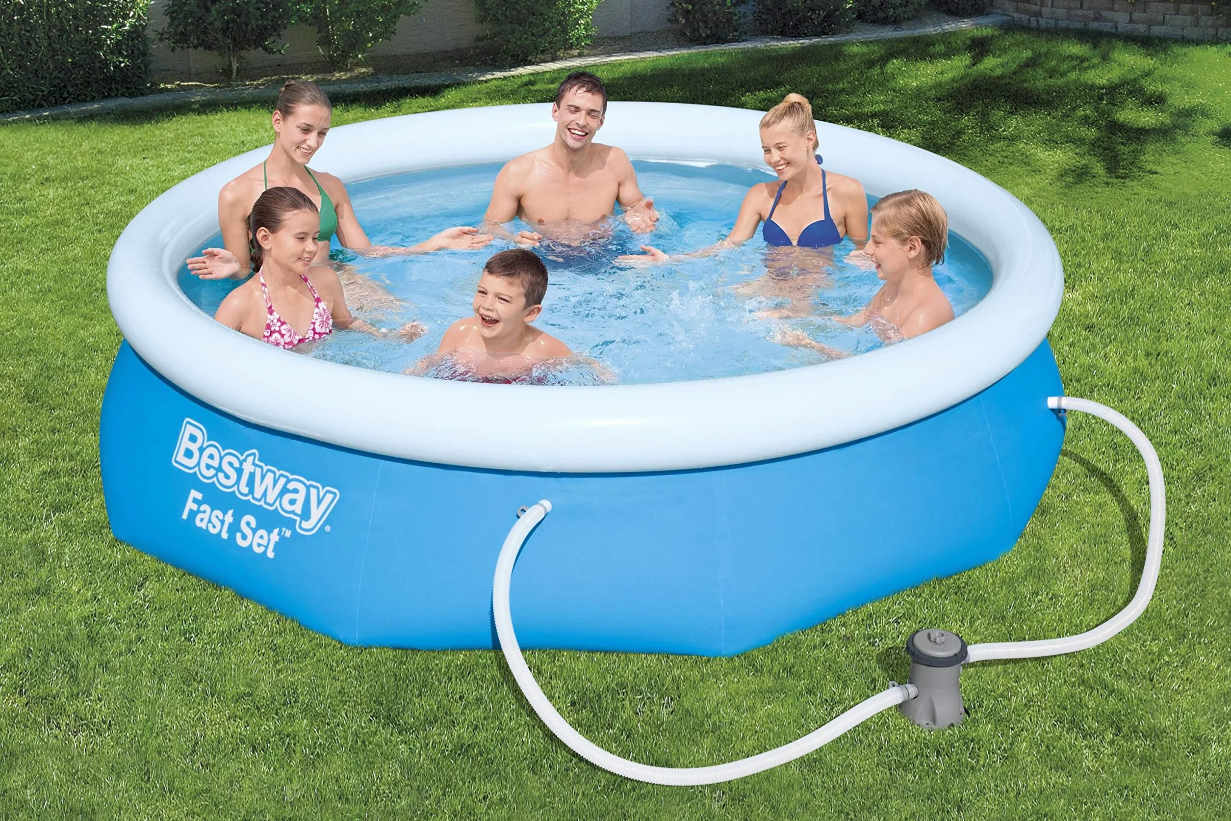 Bestway Fast Set Juego de Piscina con Bomba de Filtro, Azul, 305 x 76 cm