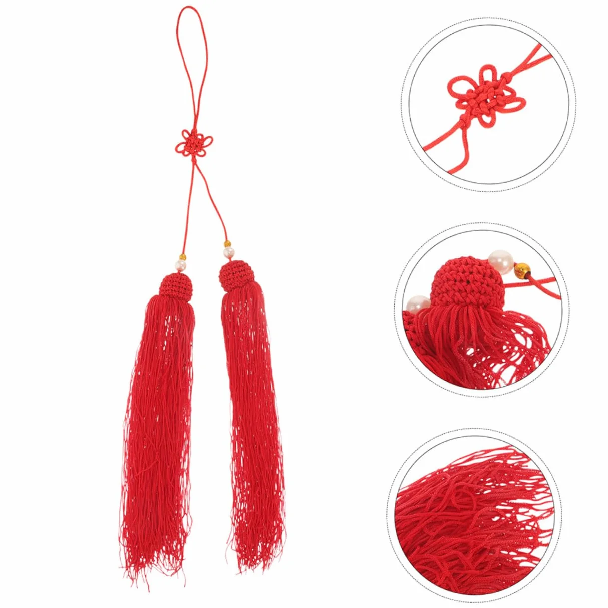 Borlas Colgantes de Tela Roja 6 Piezas para Espada Tai Chi Artes Marciales Resistente Multifuncional
