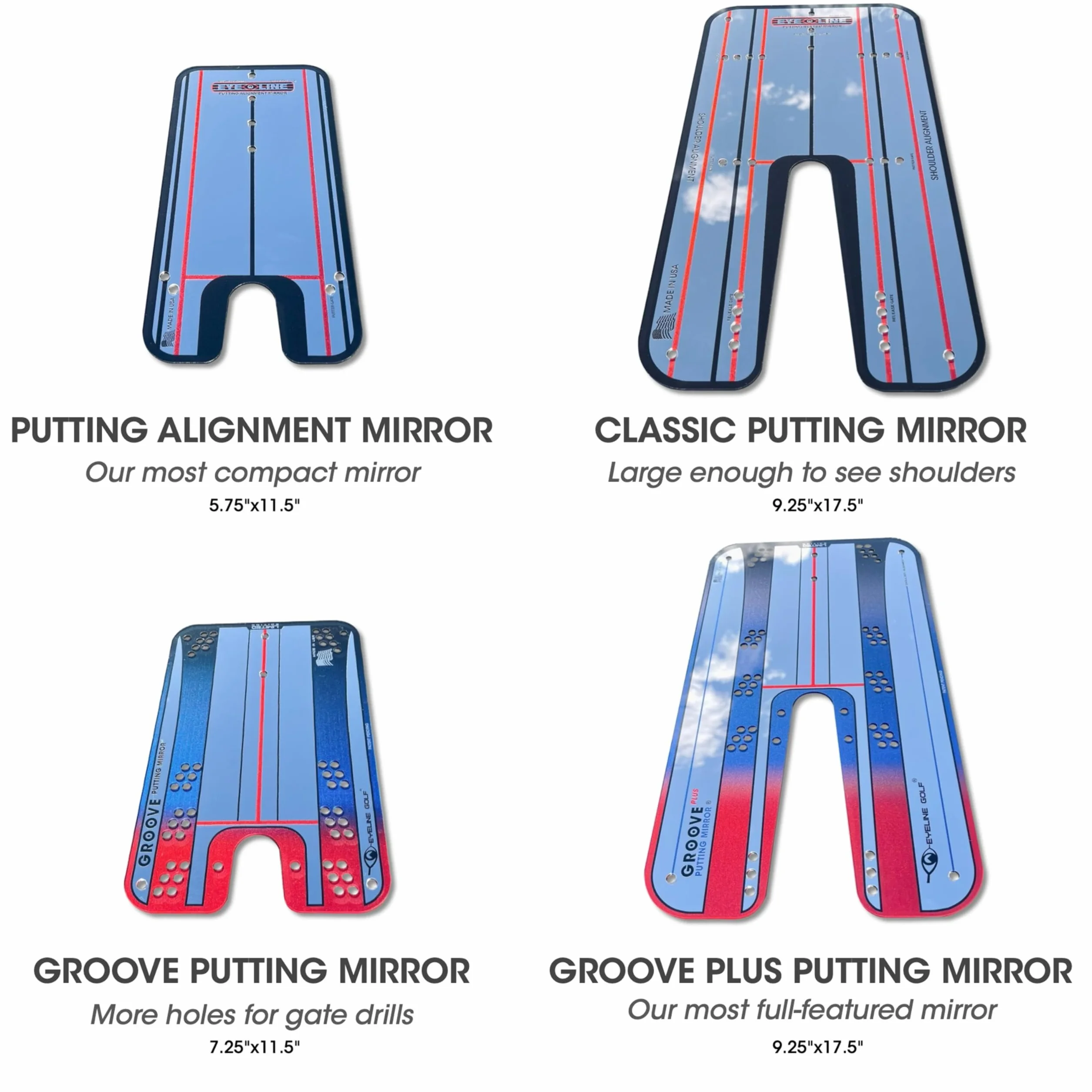EyeLine Golf Mirror Putting Training Aid for Alignment Stroke Improvement Indoor Outdoor
