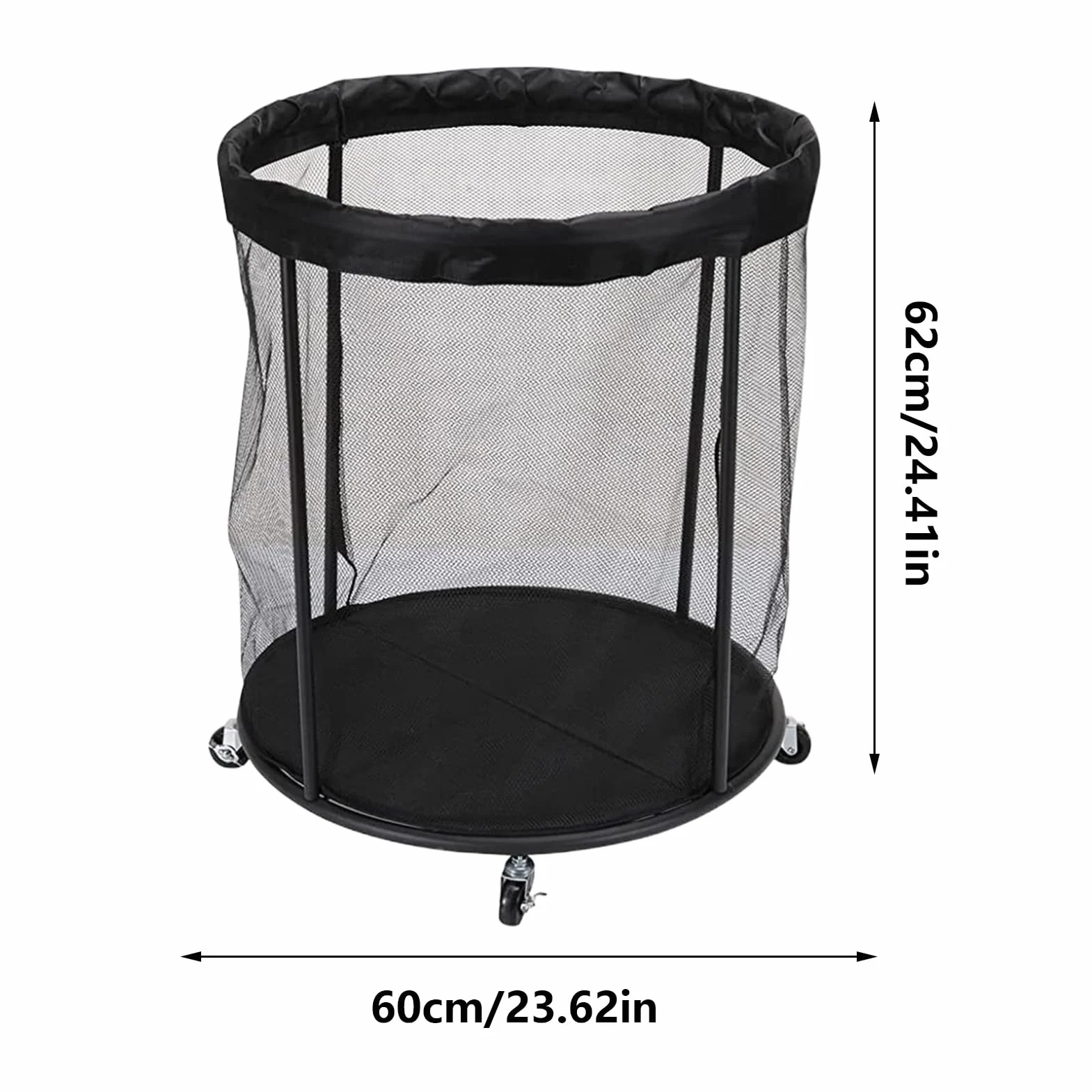Contenedor organizador portátil para bolas, cesta de gran capacidad, 23.6 x 23.6 x 24.4 pulgadas, diseño de red de malla, función de fácil transporte, ideal para garaje, deportes, piscina