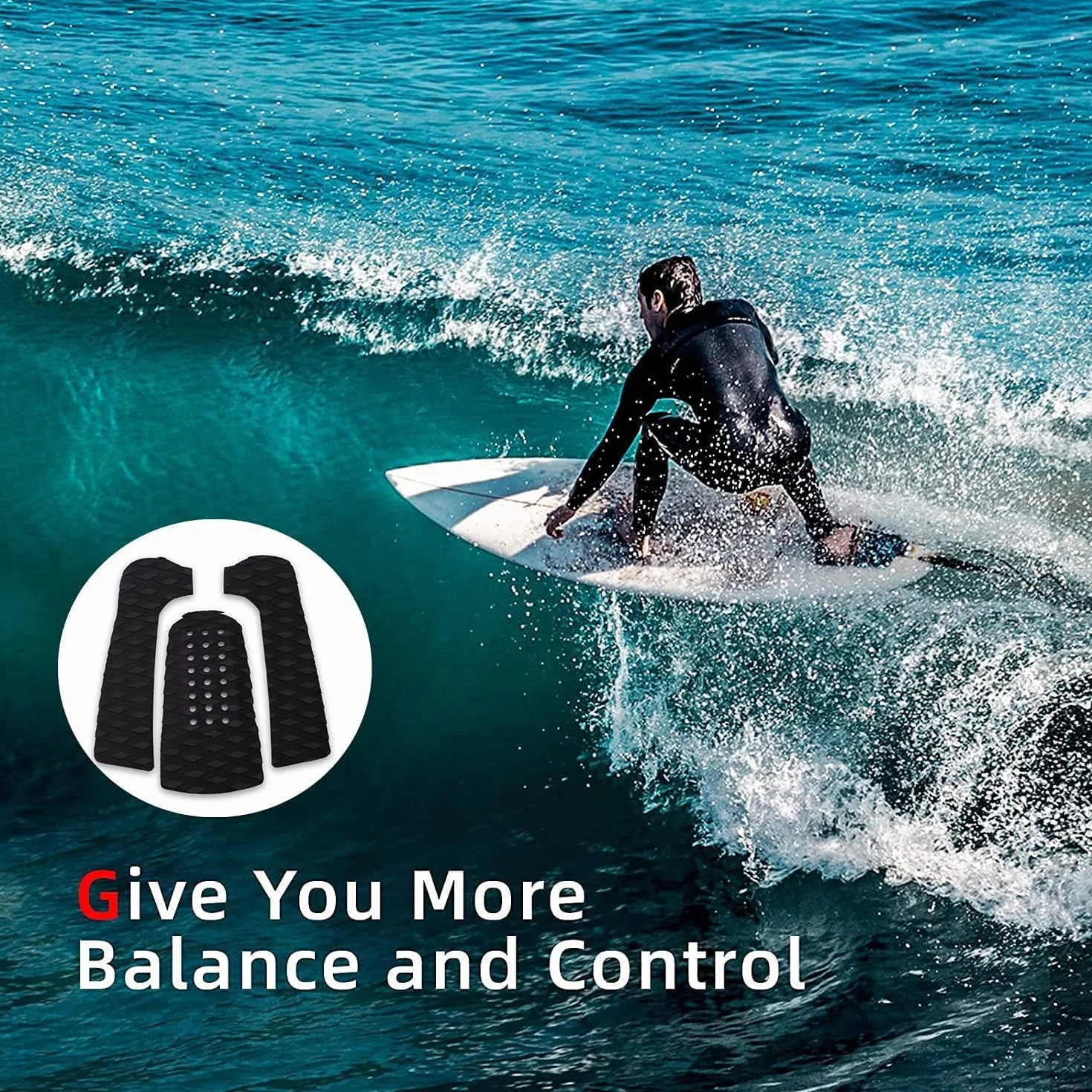 VIFER Tabla de Surf Almohadilla de Tracción Antideslizante Skimboard Tailpad Deck Grip 3Pcs