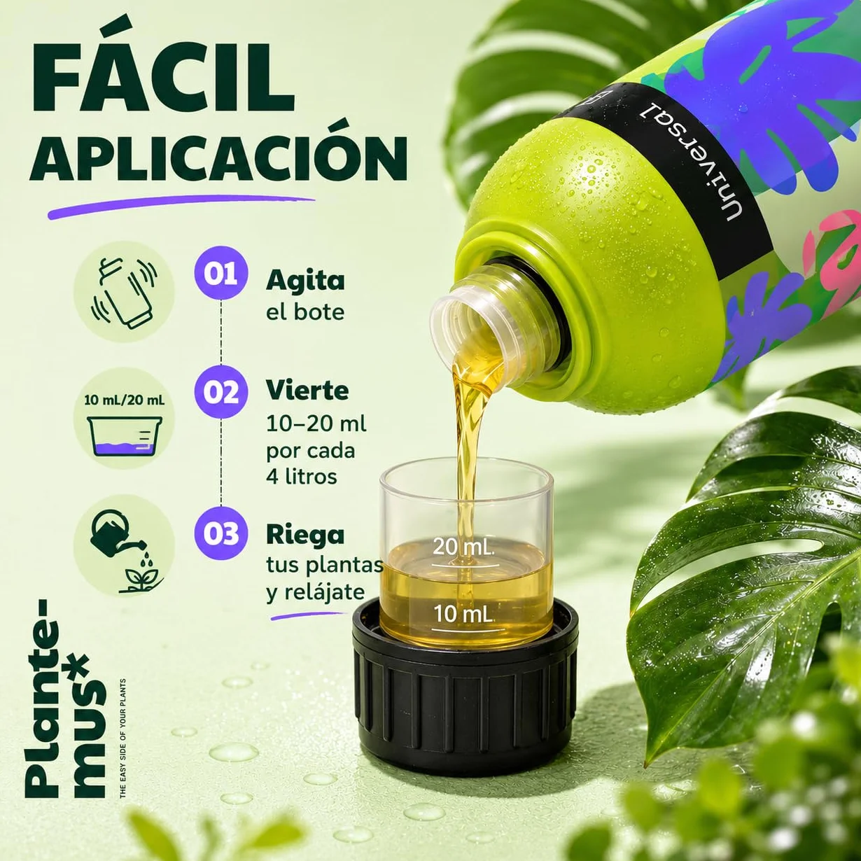 PLANTEMUS Fertilizante Plantas Verdes Universal Líquido, Bonsai, Cactus, Suculentas para Interior y Exterior. Abono Calidad Profesional 1 L