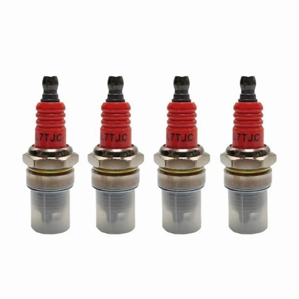 4 bujías L7TJC de 3 Lados for Motor de Dos Tiempos, aptas for Motosierra y cortacésped.