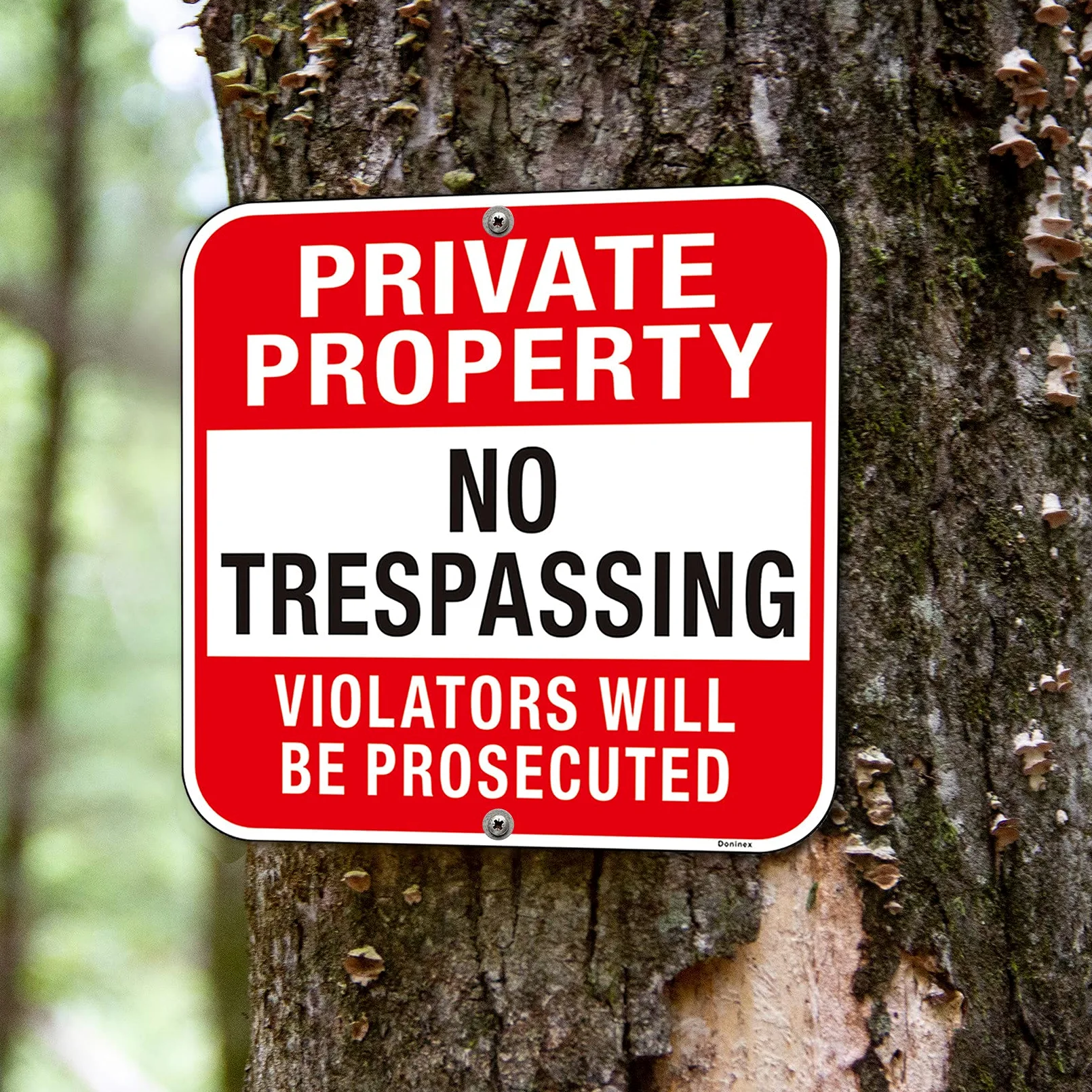 Letrero grande (4 unidades) de propiedad privada con texto en inglés "No Trespassing", de metal resistente, aluminio reflectante, violators Will Be Prosecuted, al aire libre, resistente a la