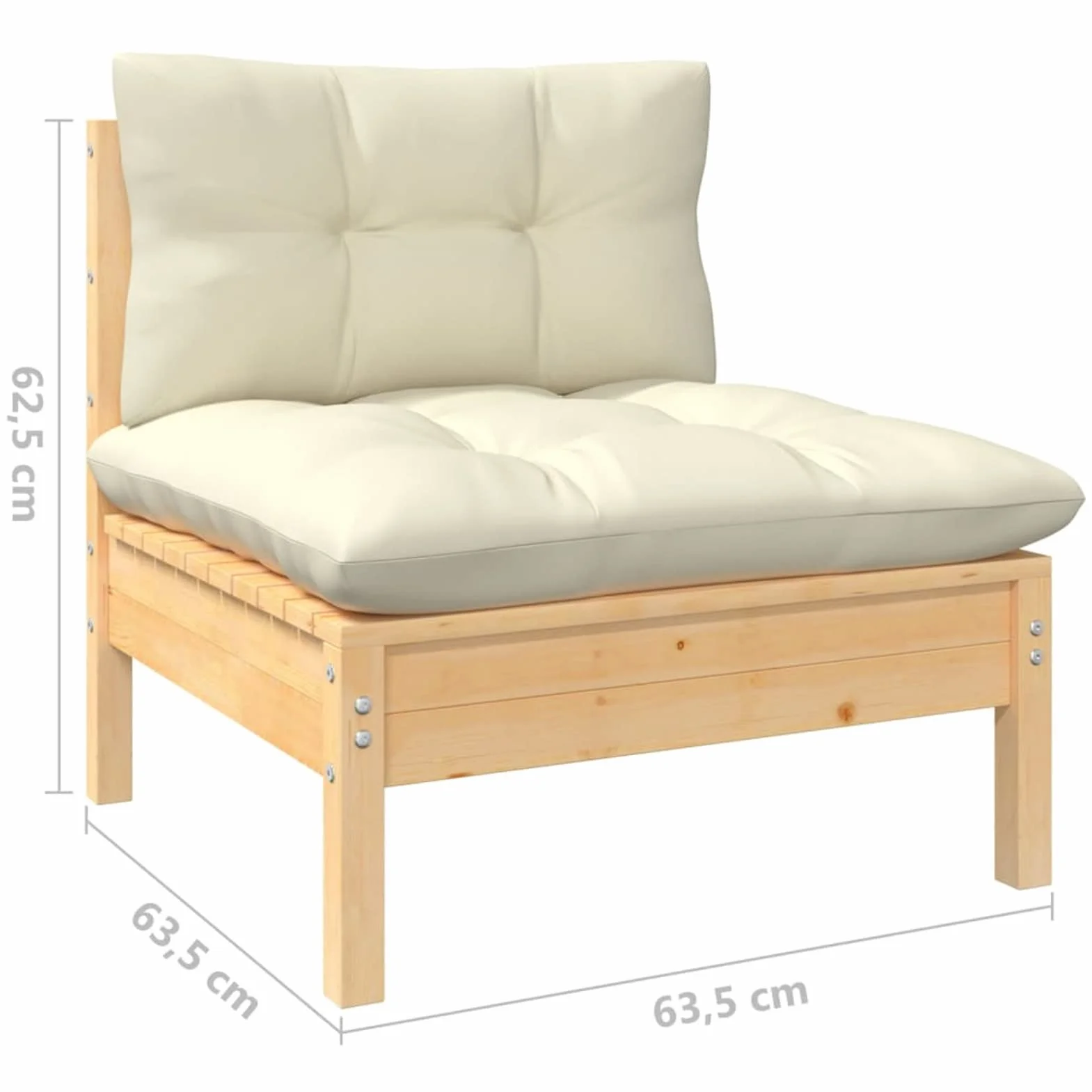 Muebles de jardín 3 Piezas Cojines, Set Exterior Jardin, Conjunto De Jardin, Conjunto Muebles Jardin Exterior, Sofa Jardin Terraza, Madera Maciza de Pino Crema