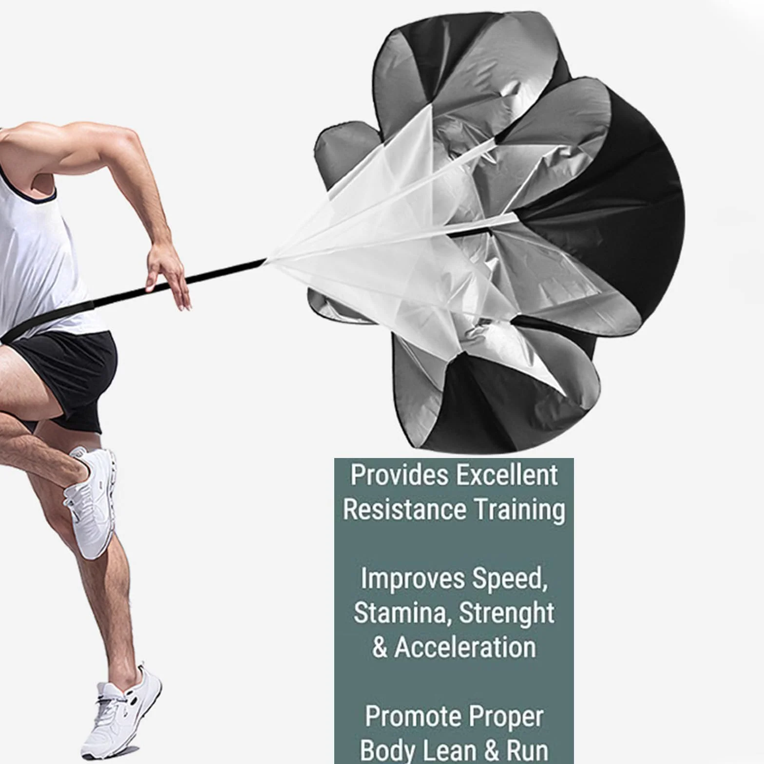 Paracaídas de Entrenamiento 56 Pulgadas con Correa Ajustable para Fútbol y Deportes de Velocidad y Resistencia