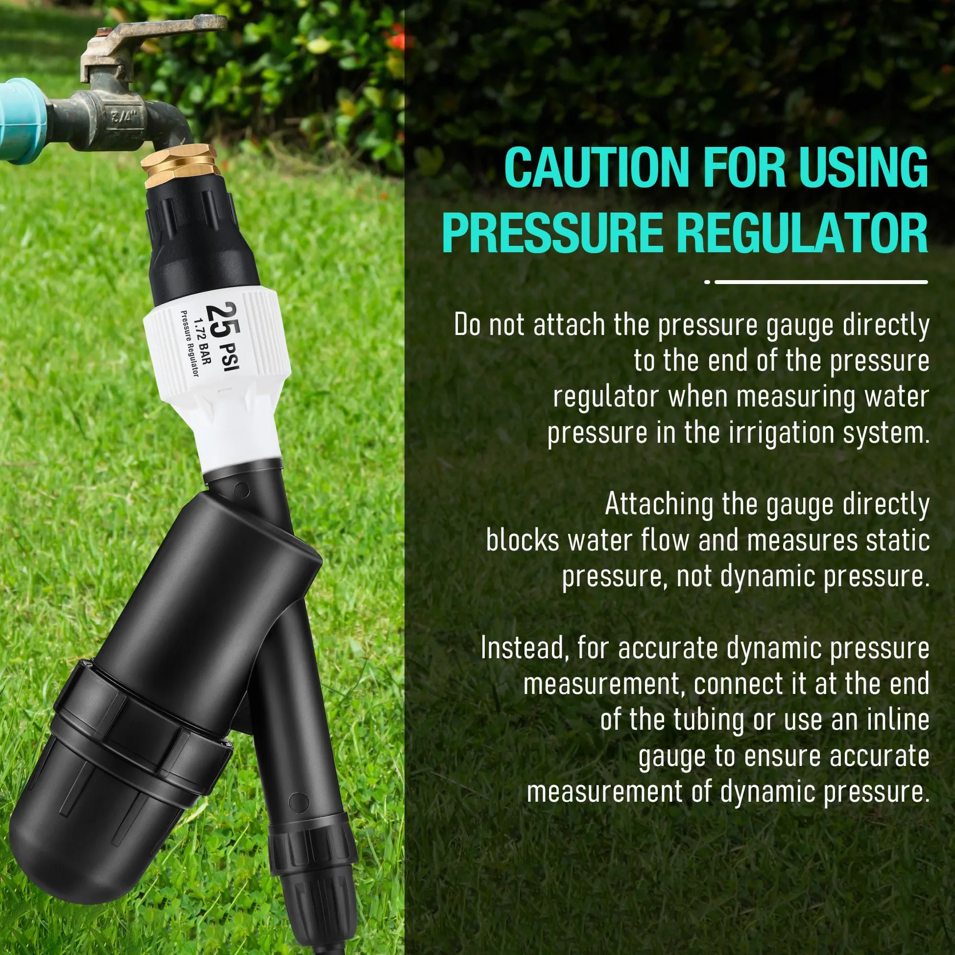 Aurelema Regulador de presión de riego por goteo y filtro, 25 PSI para manguera de jardín/grifo de 3/4 pulgadas y filtro en Y en línea de riego por goteo, conexiones de rosca de manguera FHT de 3/4 x