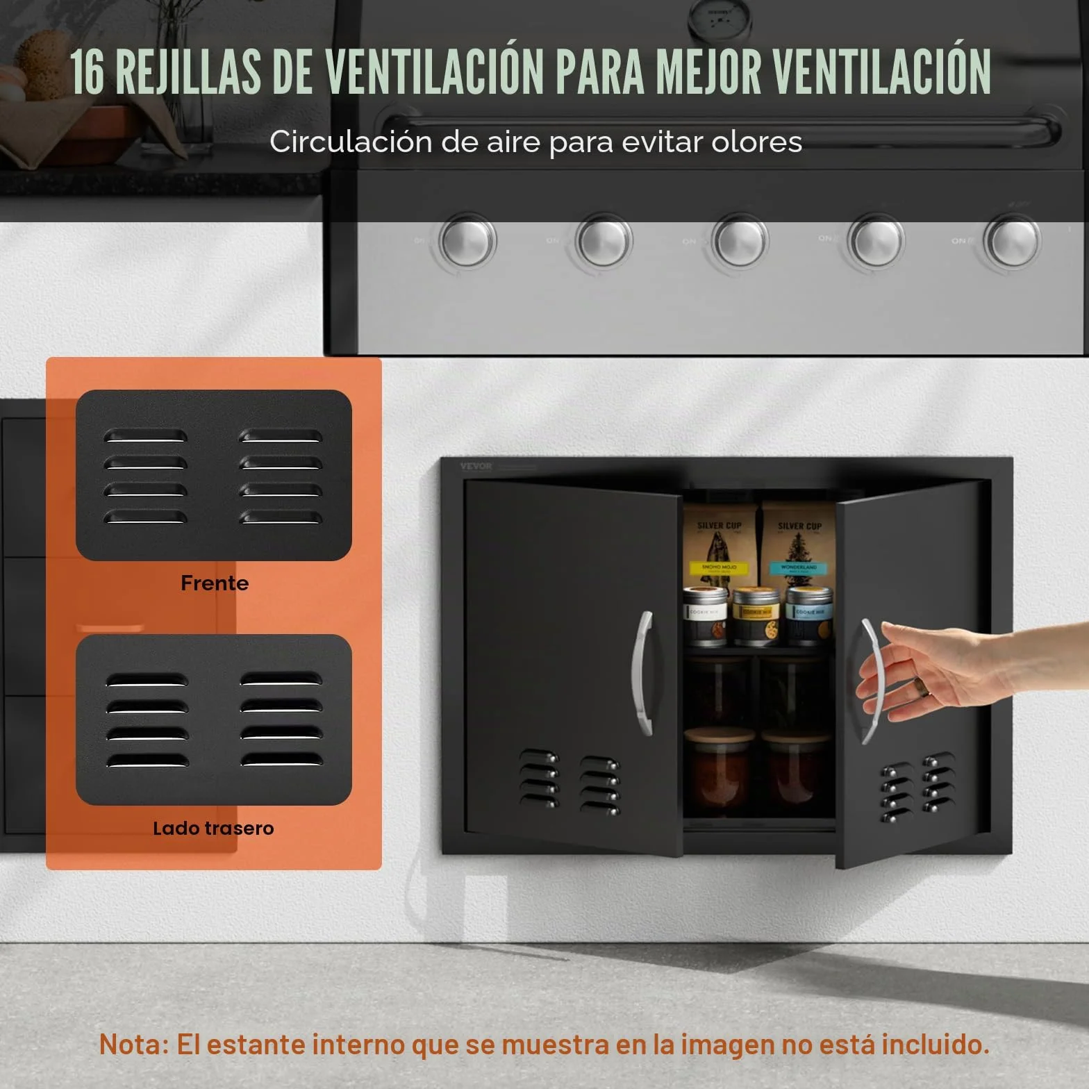 VEVOR Puerta de acceso para barbacoa, doble puerta de cocina de 30 pulgadas x 21 pulgadas, vertical con asas y ventilación, para isla de barbacoa, estación