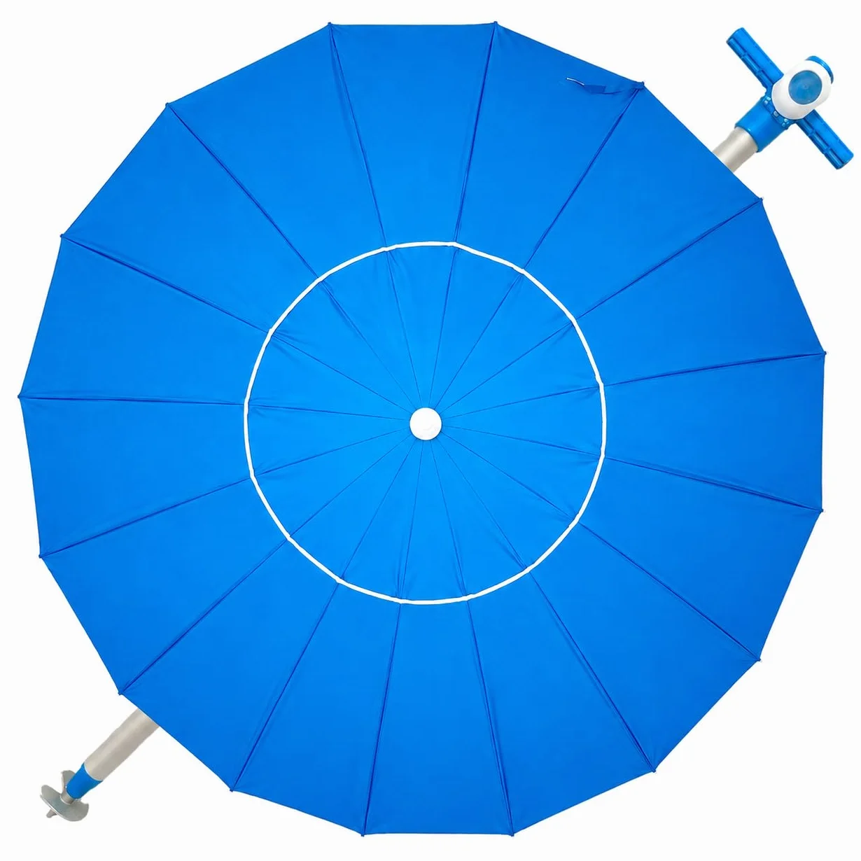 Pincho Sombrilla Playa Grande 240 Cm, Antiviento Hasta 35Km/H, Proteccion UV 50, Tubo Aluminio, 16 Varillas Fibra Vidrio, Palo Reclinable, Sombrilla Plegable Playa, Ligera, Bolsa Transporte