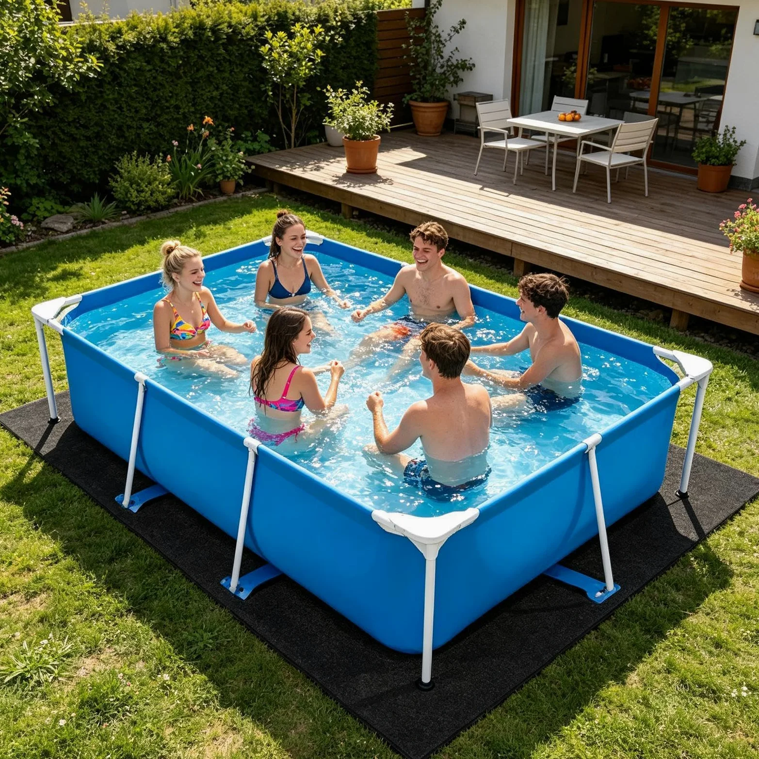Alfombrilla cuadrada para piscina, protección de puntos, protección de puntos, resistente a la suciedad en la base de tierra de , marco rectangular de protección para piscinas, para hogares