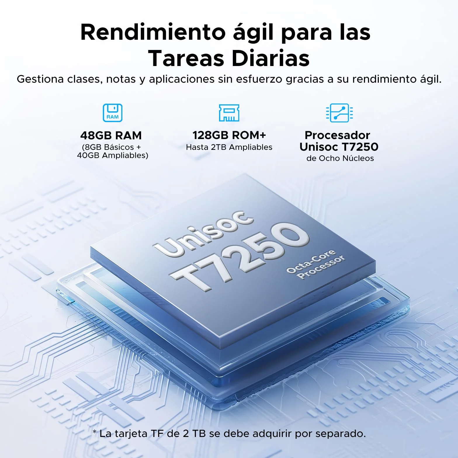 P11 Android 16 Tablet 11 Pulgadas, 48GB RAM 128GB ROM, 90Hz, T7250 Octa-Core, 8800mAh, Gemini AI, Widevine L1, Azul