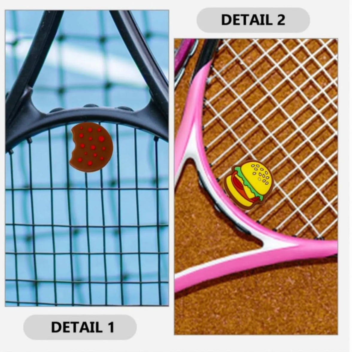 Amortiguador de Raqueta de Tenis 6 Piezas Silicona Antivibradores Hamburguesa Pastel Papas Fritas