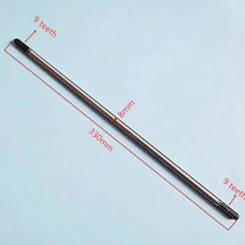 Eje de transmisión de 9 Dientes y 8 mm para Tubos de 26 mm, Compatible con recortadoras y excavadoras manuales, Longitud de 330 mm(2 x Drive Shaft)