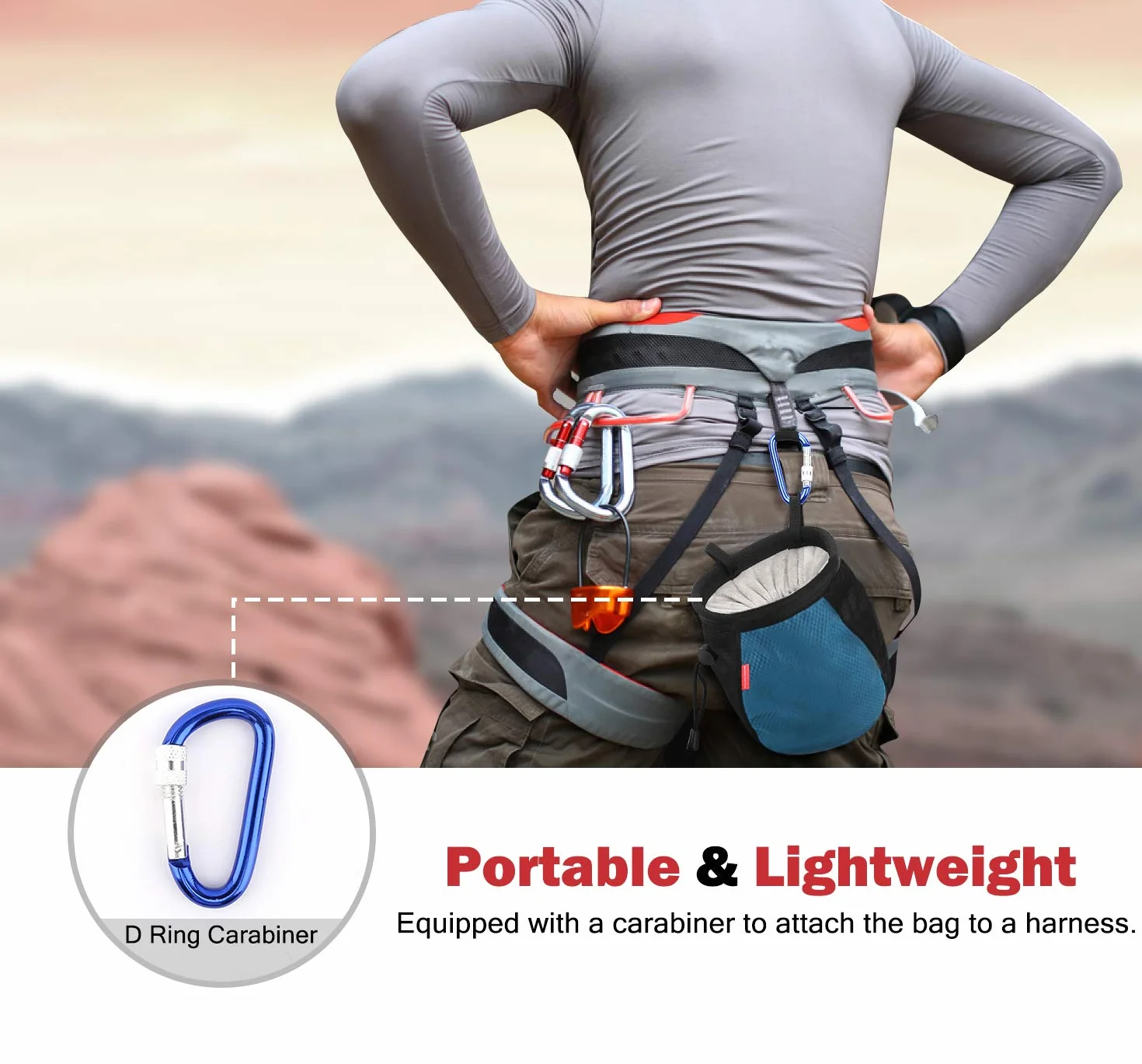 Rhino Valley Bolsa de Tiza para Escalada Impermeable sin Fugas con Correa de Cintura Ajustable
