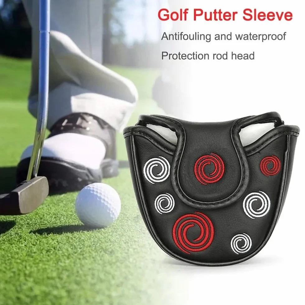 Funda para Cabeza de Putter de Golf Bordado Circular Cierre Magnético Piel Sintética ODY-Ssey