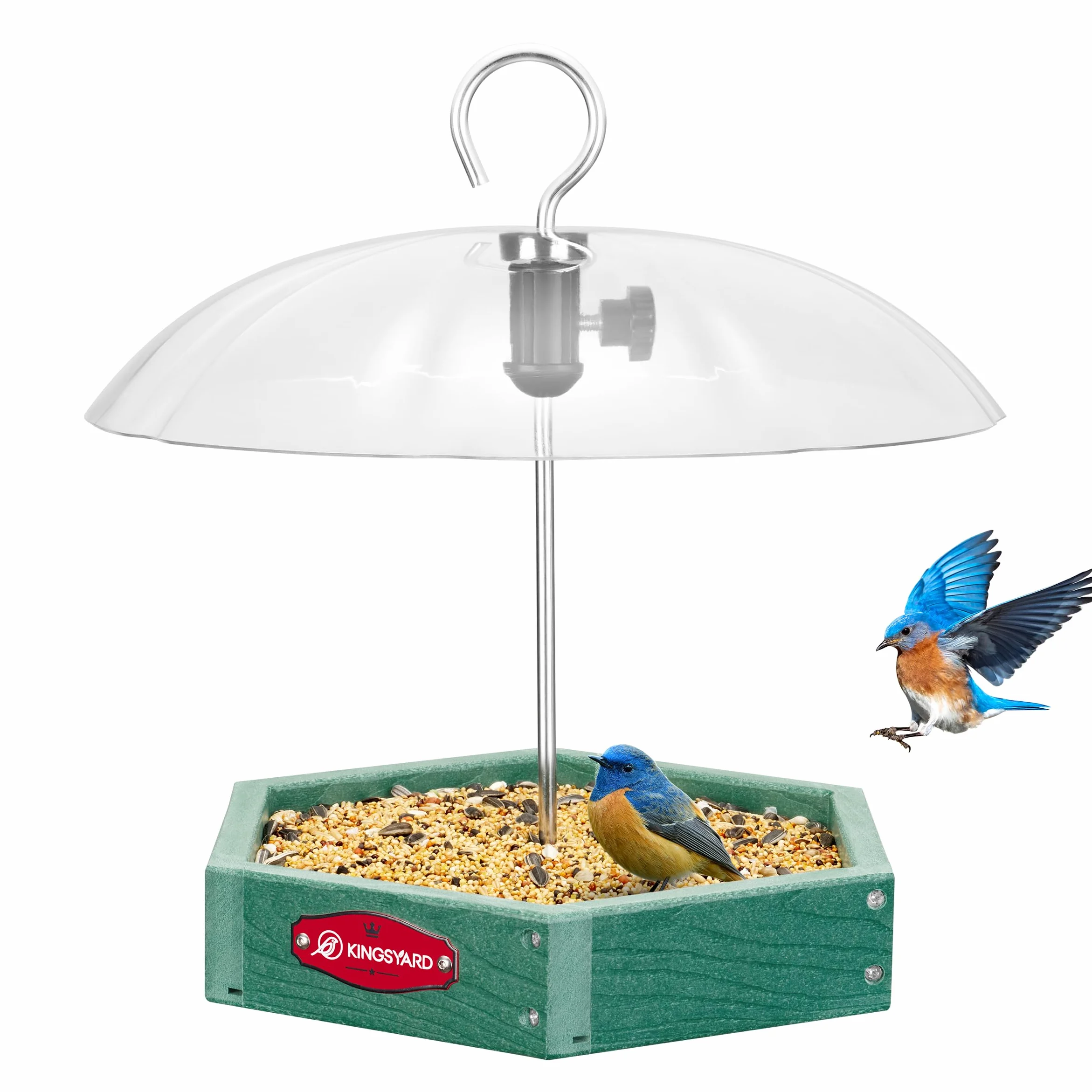 Kingsyard Comedero ajustable para pájaros, plataforma de alimentación de pájaros silvestres de plástico reciclado duradero para colgar al aire libre, regalo ideal para alimentación de pájaros al aire