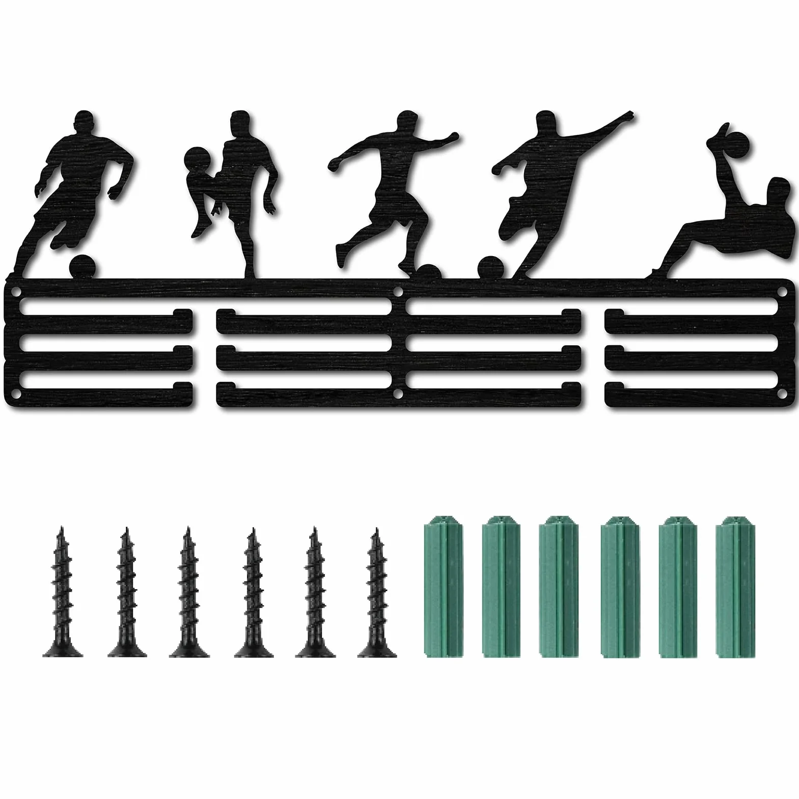 CREATCABIN Soporte para Medallas de Fútbol de Madera Negra, Exhibición Deportiva de Pared