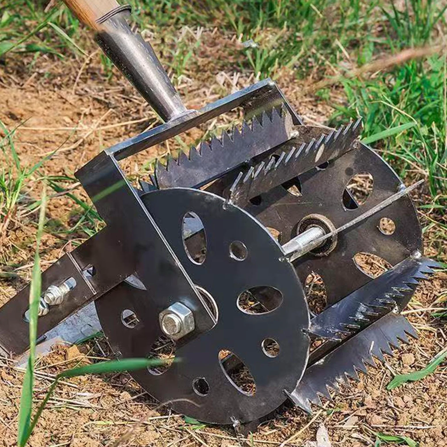 Desmalezadora Rotativa, Aireador de Césped, Cultivador Manual de Mano Resistente para Eliminar Malezas, Cultivador Manual de Empuje para Jardín, Patio