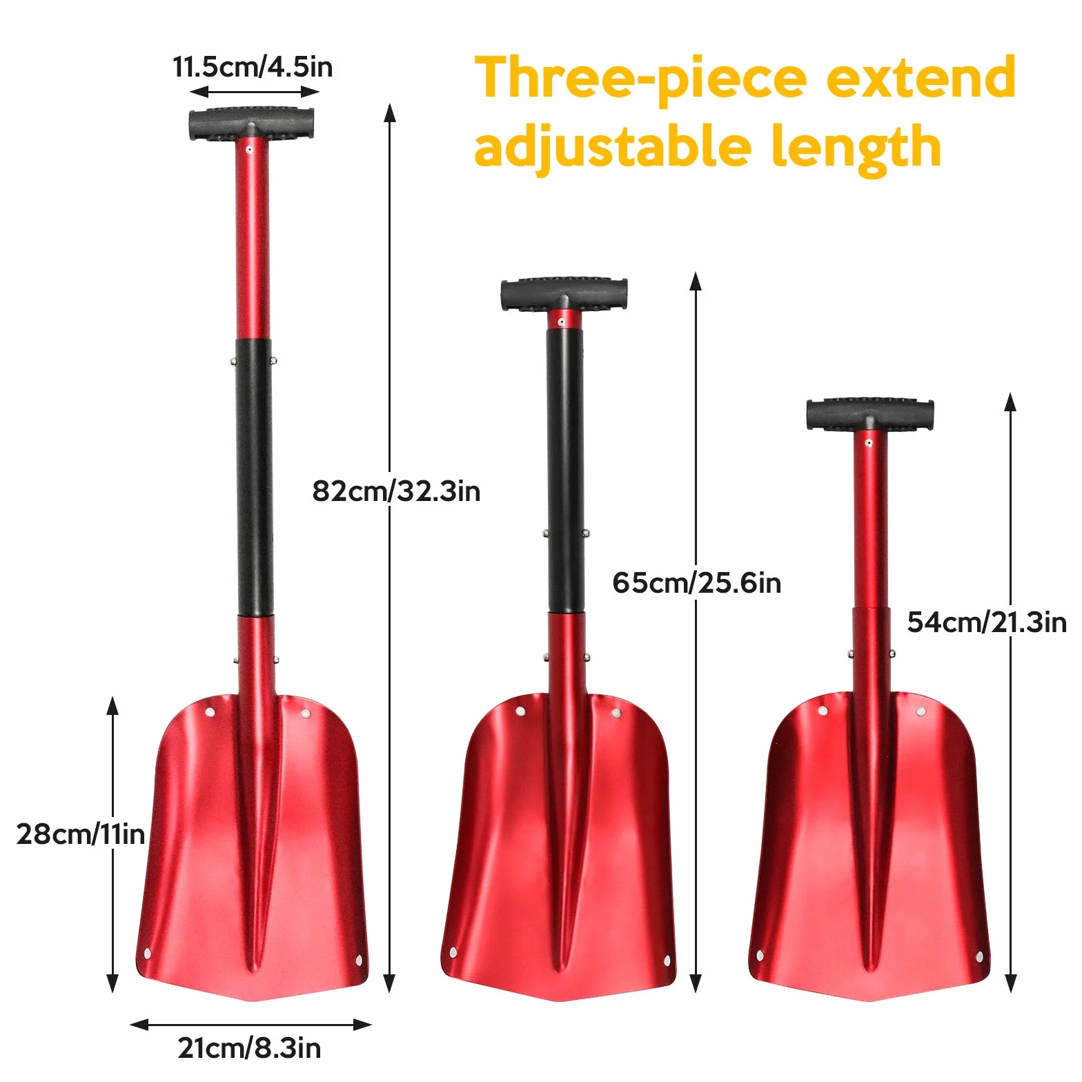Pala de Nieve Desmontable Plegable Pala Quitanieves de Aleación de Aluminio Pala de Avalancha Bolsa de Transporte Pala de Nieve Portátil para Jardín Coche V7C08
