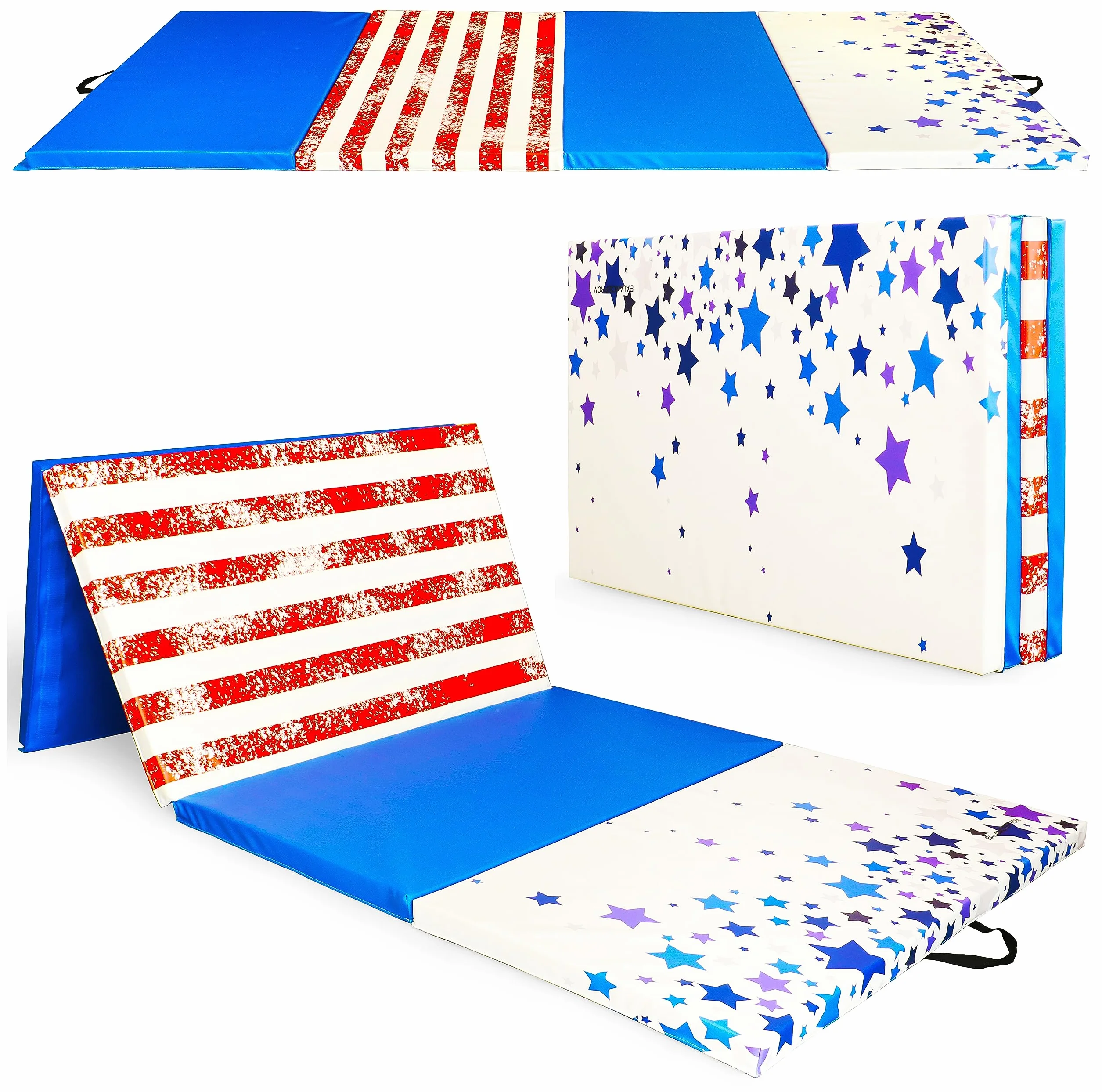 Fitvids Esterilla de gimnasia plegable 4 x 8 x 2 pulgadas, alta densidad, antidesgarros, asas de transporte