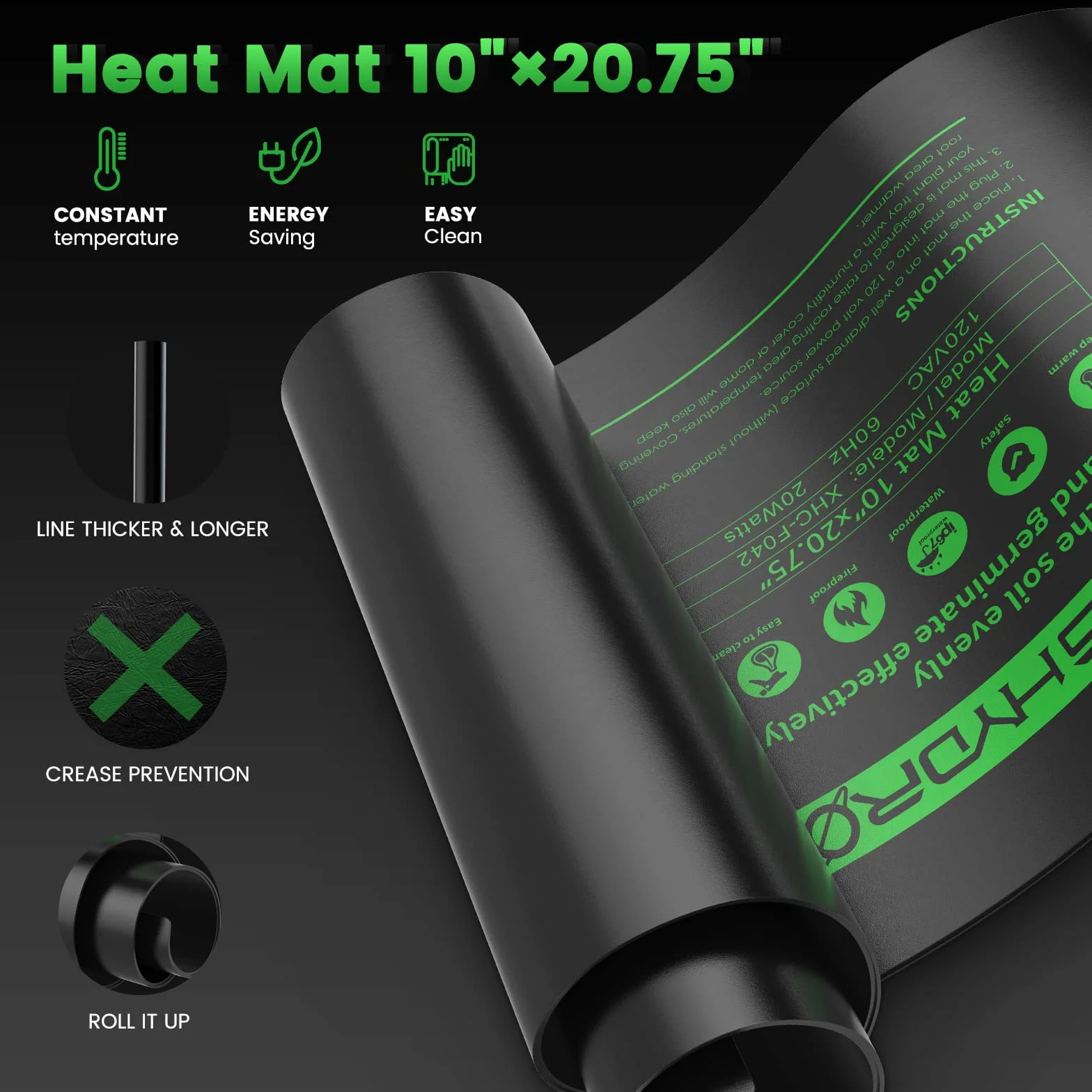 MARS HYDRO Estera térmica con termostato digital, 25,4 cm x 50,8 cm (20 pulgadas) de germinación estera, IP67 impermeable, fácil de limpiar, para hidropónico cálido, clón, reptil
