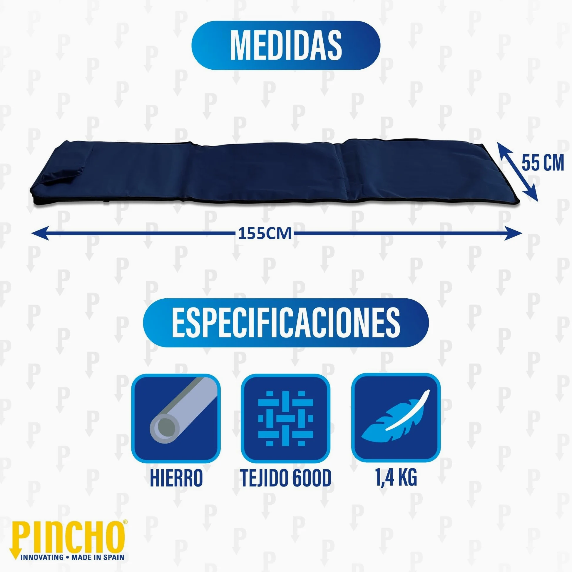 Pincho Esterilla de Playa Plegable con Respaldo Ajustable – Tumbona Portátil Ligera para Camping, Jardín y Piscina – Alfombra de Playa con Respaldo Ergonómico y Fácil Transporte (Marino)