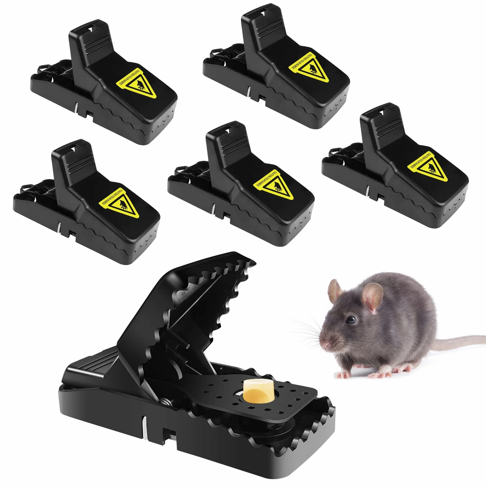 Fousenuk Trampa Profesional para Ratas y Ratones Grandes, 6 Piezas Reutilizable, Robusta, Trampa Potente y Eficaz - Lavable para Interiores y Exteriores
