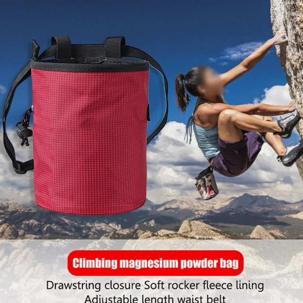 Bolsa de magnesio de poliéster resistente al desgaste con cinturón ajustable 12 x 8 x 16 cm negro