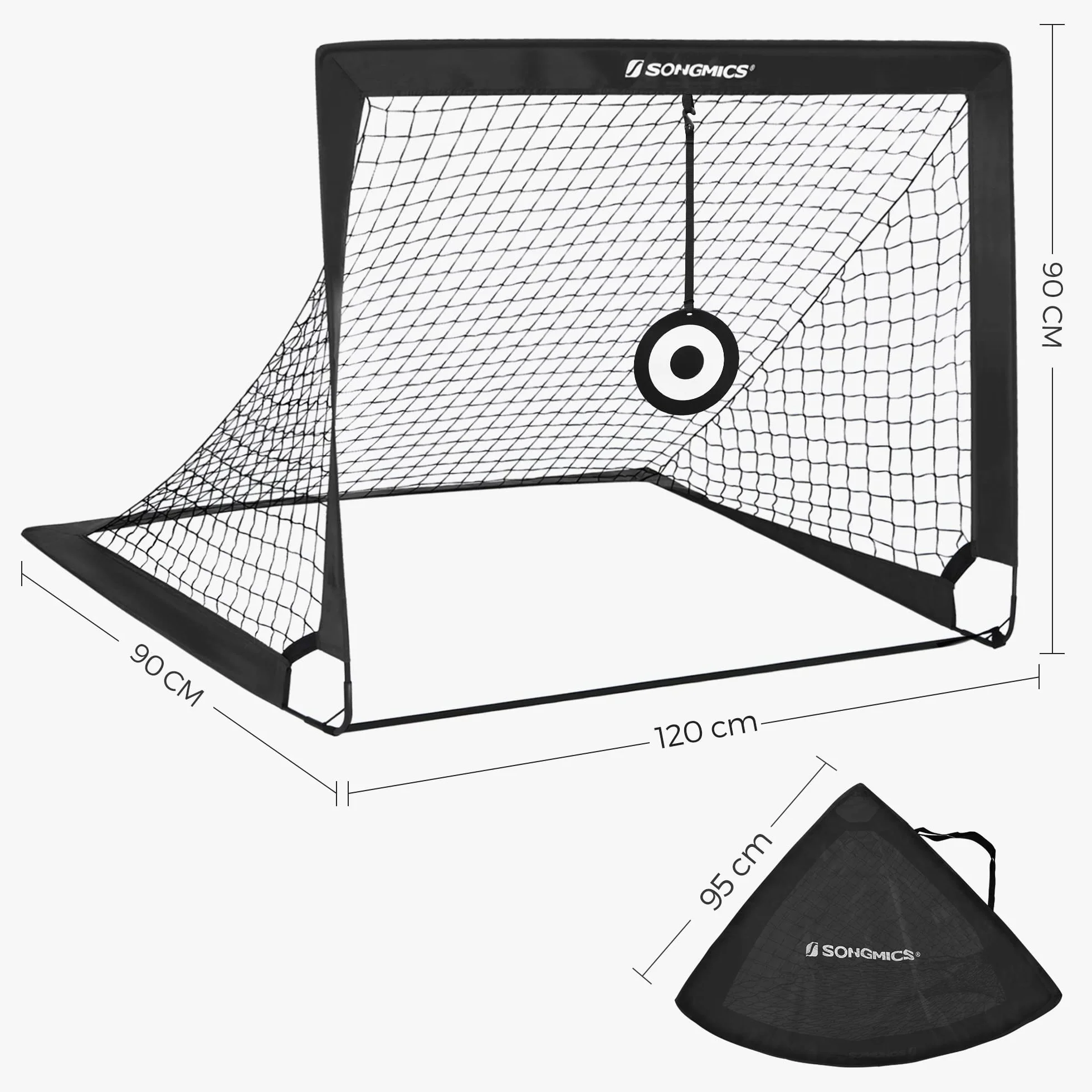 SONGMICS Portería de Fútbol Infantil Portátil y Plegable, Juego de 2, Fibra de Cristal