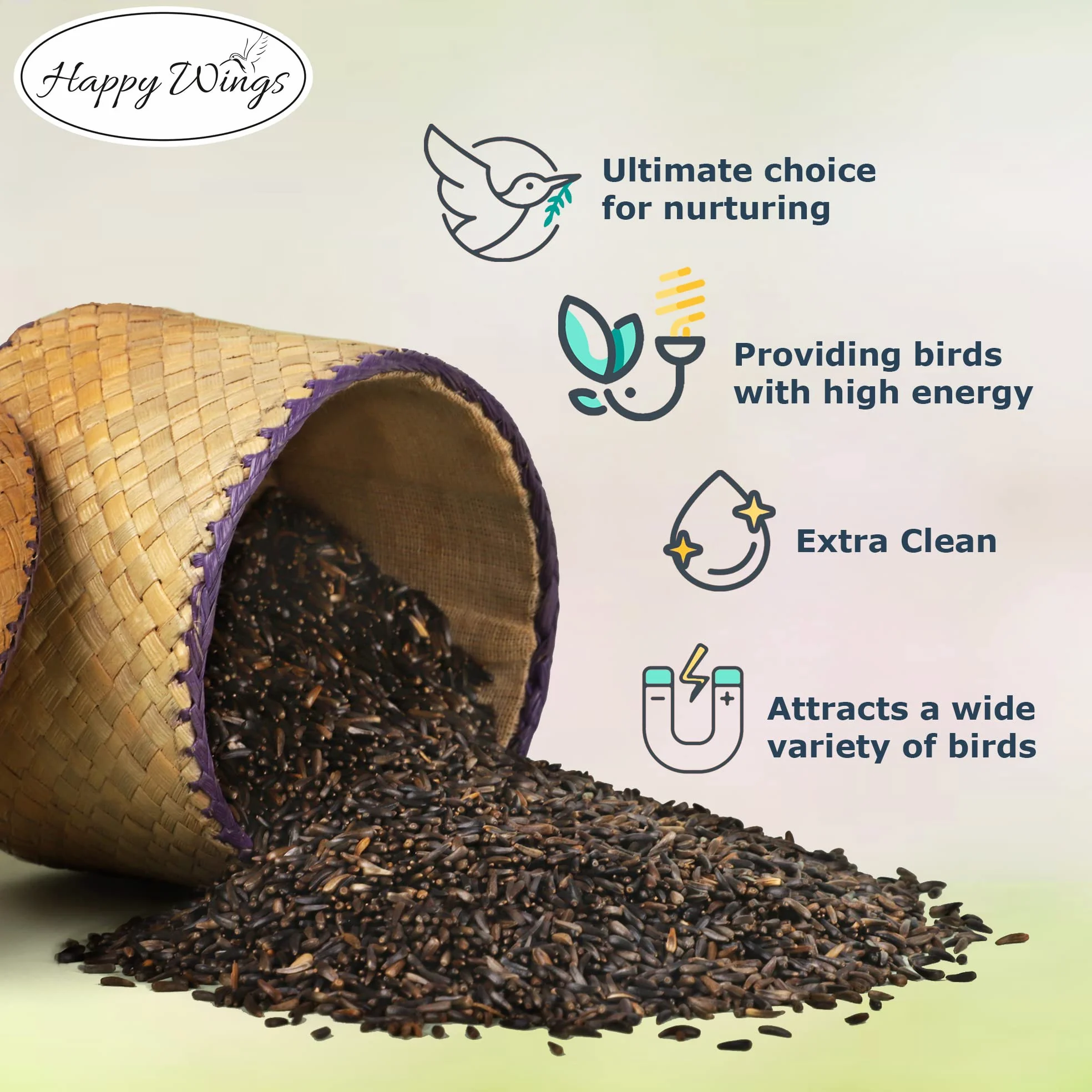 Happy Wings Nyjer/Semillas de cardo Alimento para aves silvestres - 5 libras